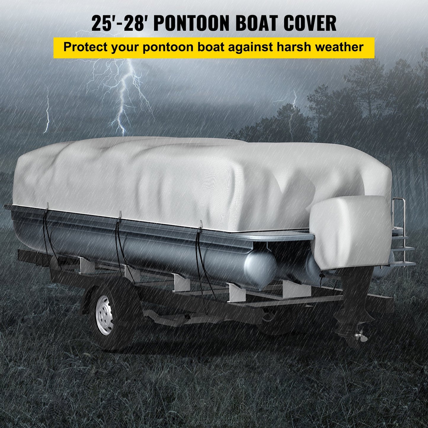 VEVOR Pontoon Boat Cover, Fit for 25\'-28\' Boat, Heavy Duty 600D Marine Grade Oxford