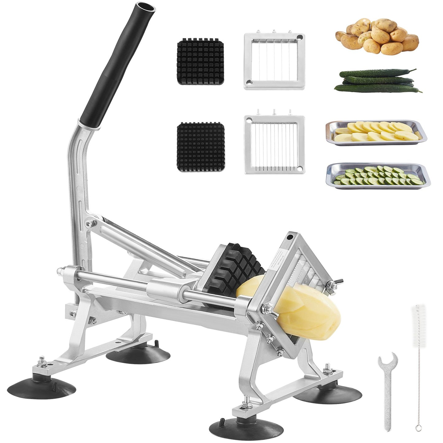 VEVOR Commercial Vegetable Slicer, 1/4"+3/8"+1/2" Fruit Slicer, Stainless Steel