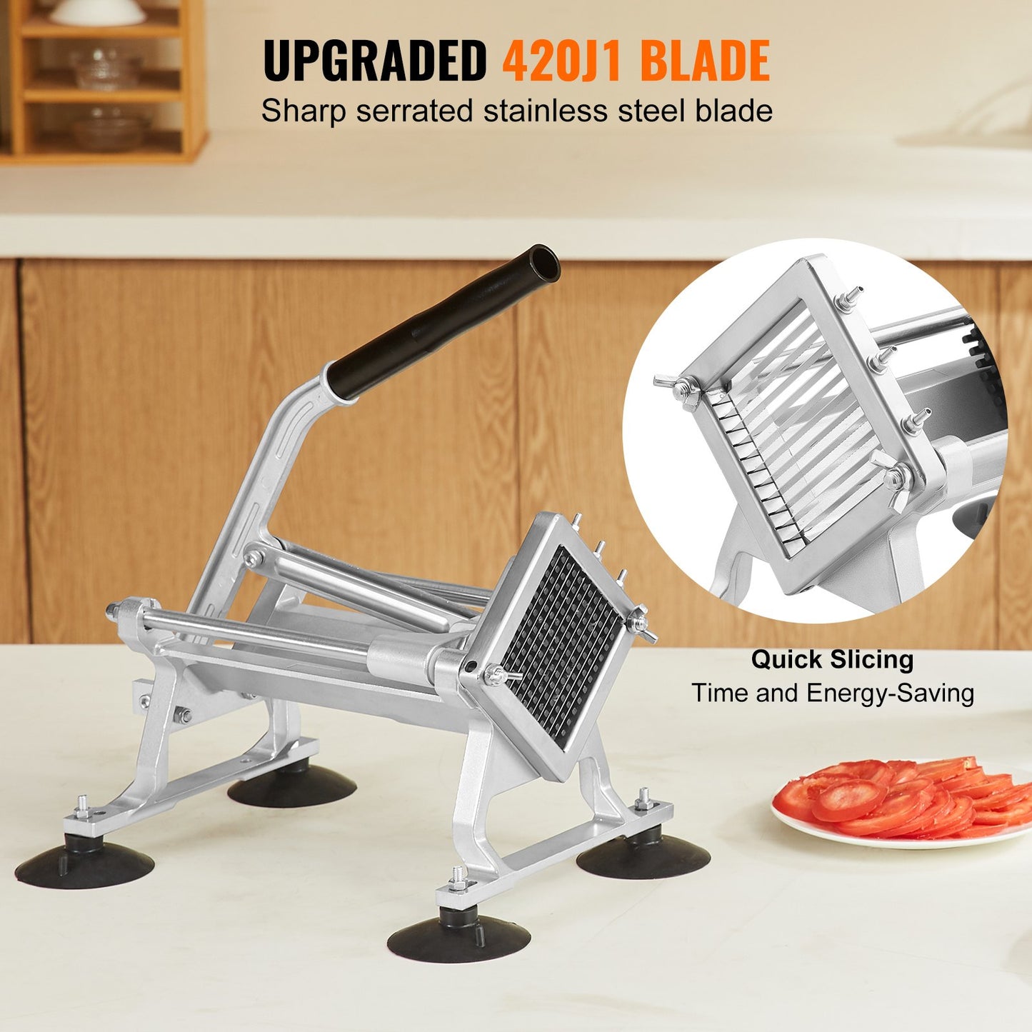 VEVOR Commercial Vegetable Slicer, 1/4 inch Fruit Slicer, Stainless Steel and Aluminum