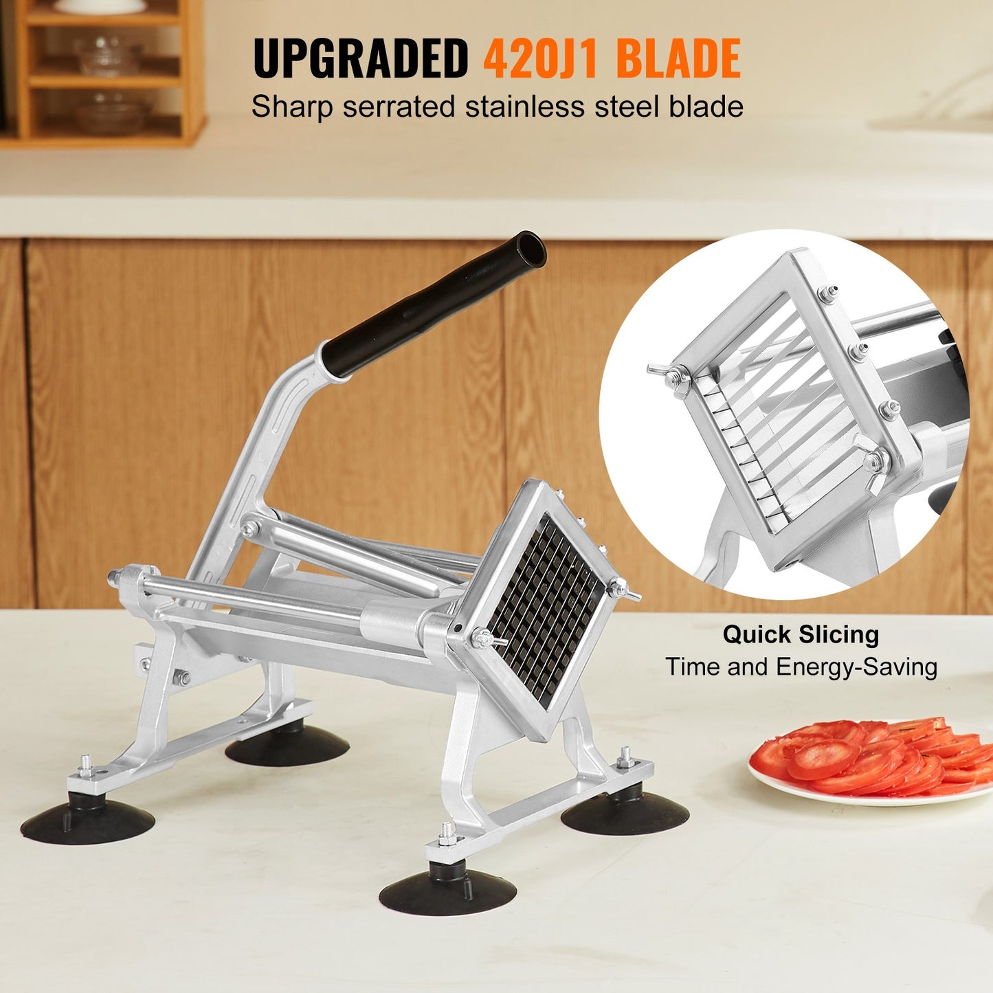 VEVOR Commercial Vegetable Slicer, 3/8 inch Fruit Slicer, Stainless Steel and Aluminum