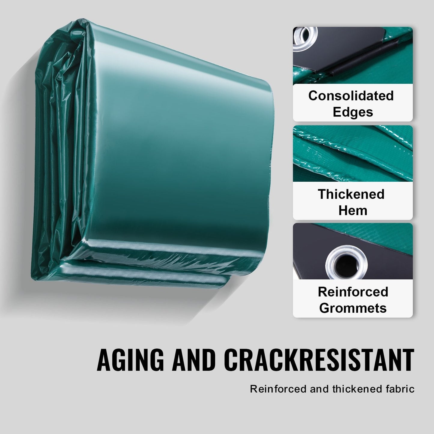 Heavy Duty 5 x 9 m Green PVC Tarpaulin, Waterproof & Tear-Proof with Grommets