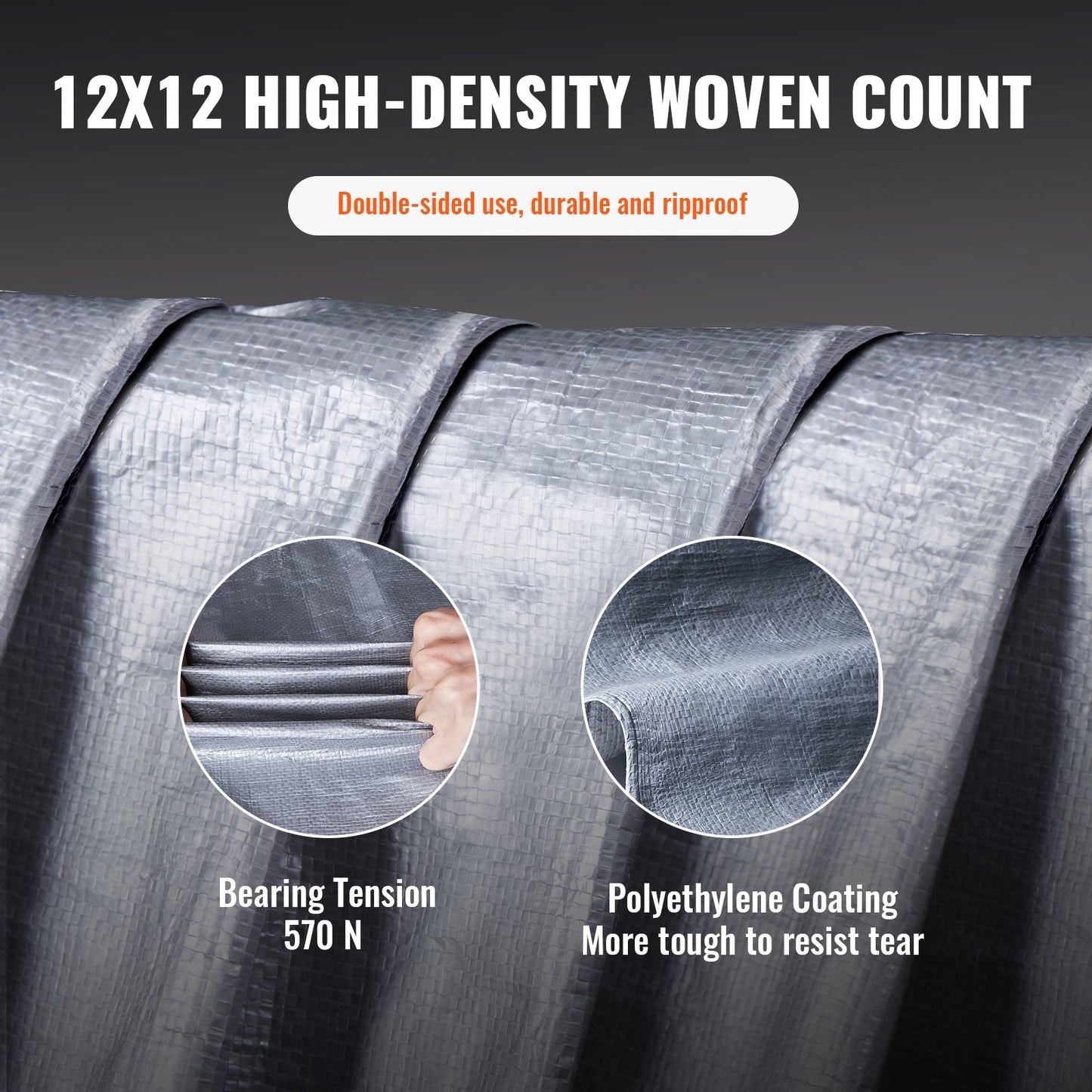 VEVOR Tarp Waterproof Tarpaulin 12 x 20 ft 10Mil Plastic Poly Tear UV Resistant