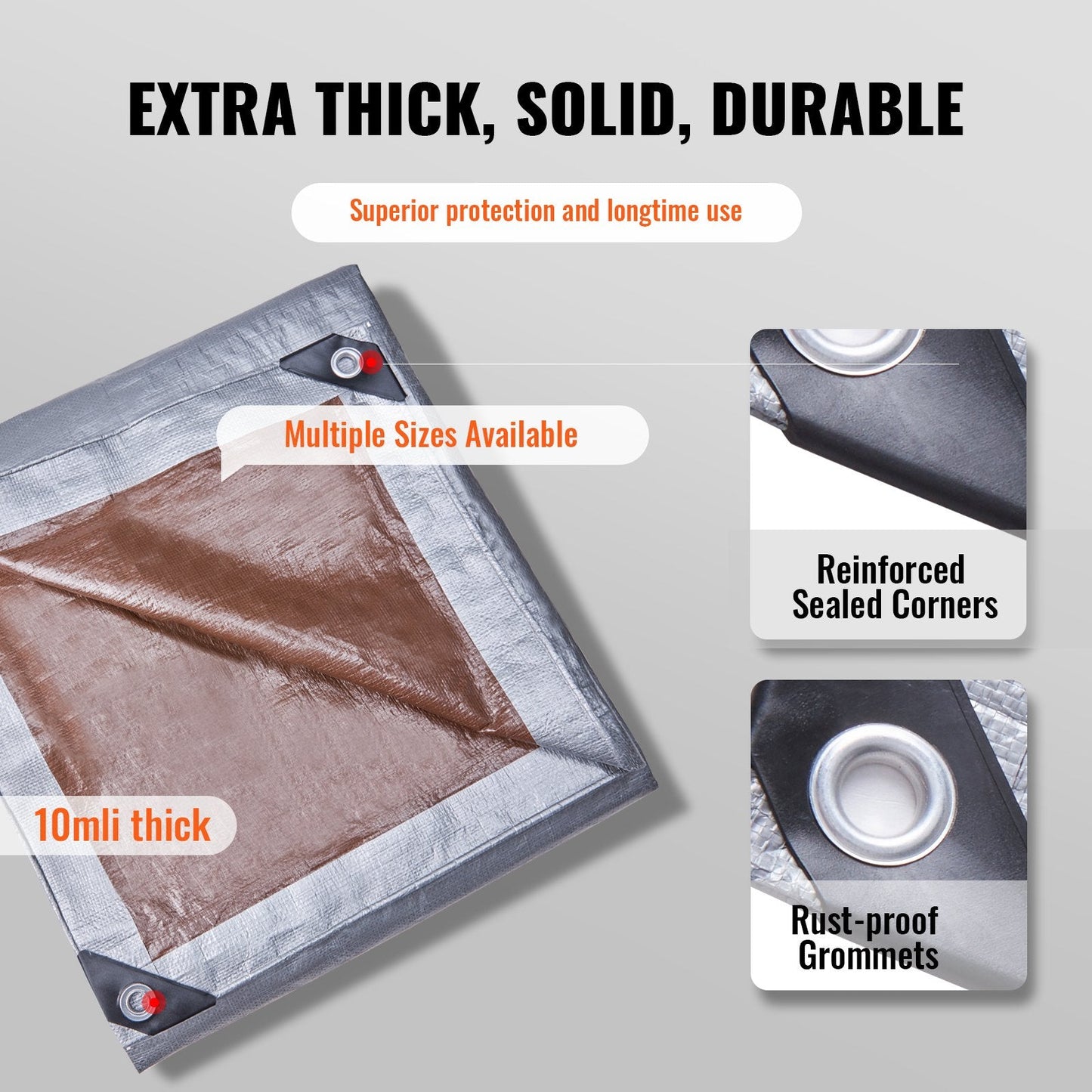 Durable 4.8 x 6 m Waterproof Tarp, UV & Tear Resistant, Multi-Purpose Use