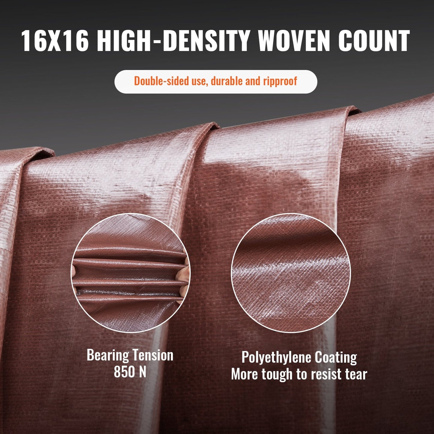 Heavy-Duty 3x3.6m Waterproof Tarpaulin, UV Resistant, Multi-Purpose Brown Cover