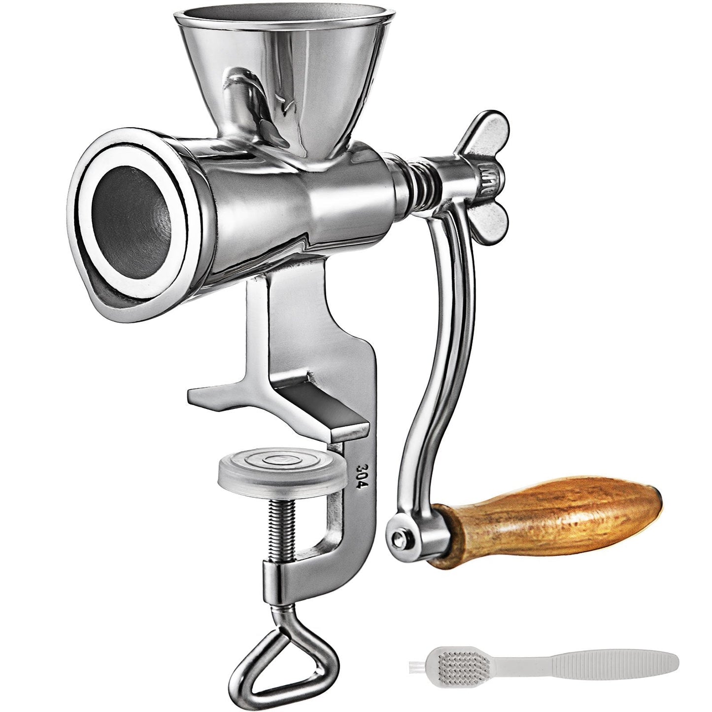 Stainless Steel Hand Crank Grain Mill with Table Clamp, 1.2 kg, 0.04 m Thick