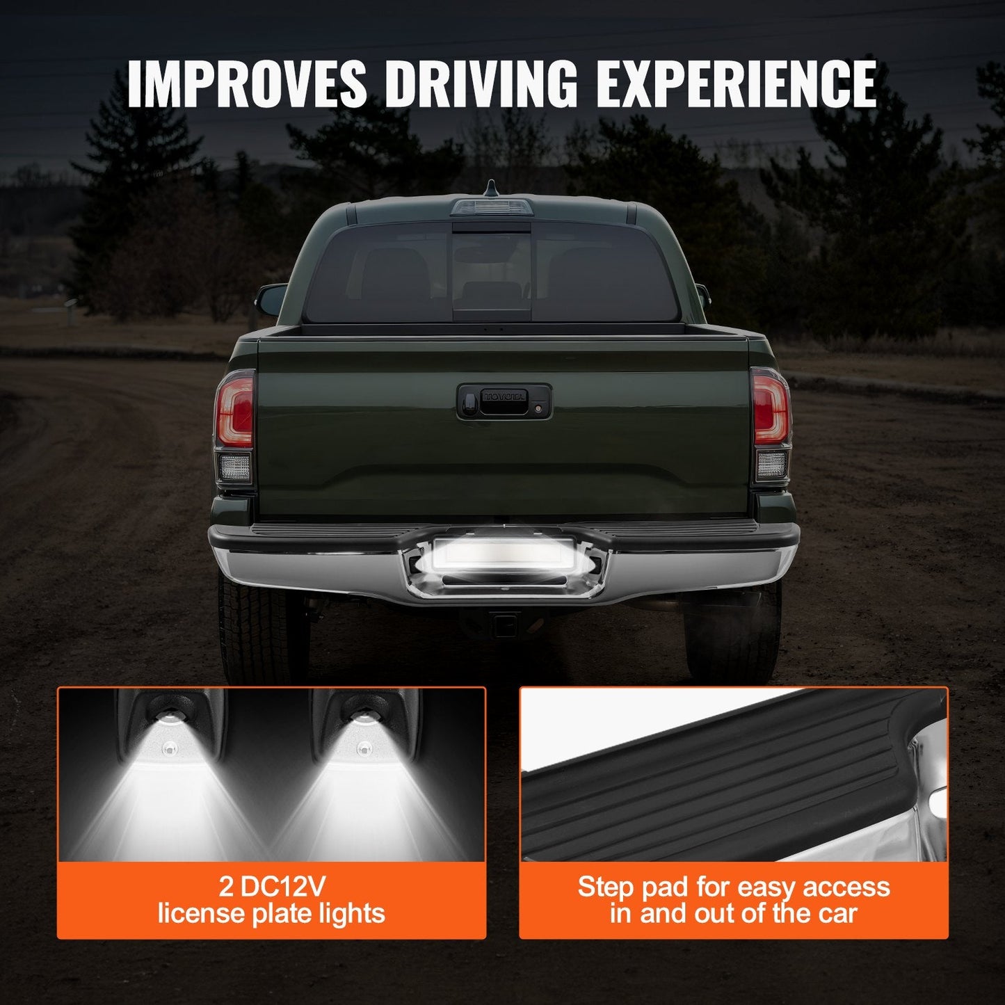 Chrome Steel Rear Bumper Assembly for 1995-2004 Toyota Tacoma, Impact Resistant