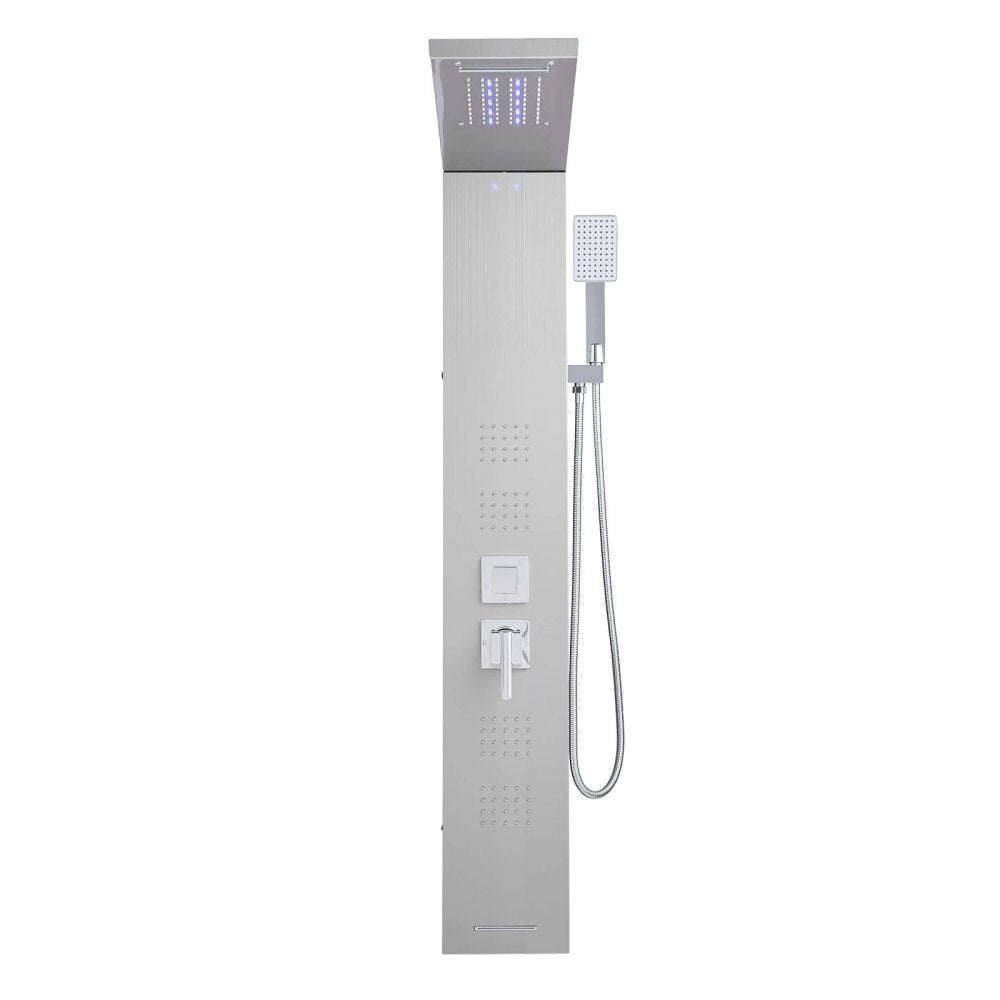 VEVOR Shower Panel Tower System Stainless Steel Column Rainfall Head 5 Modes