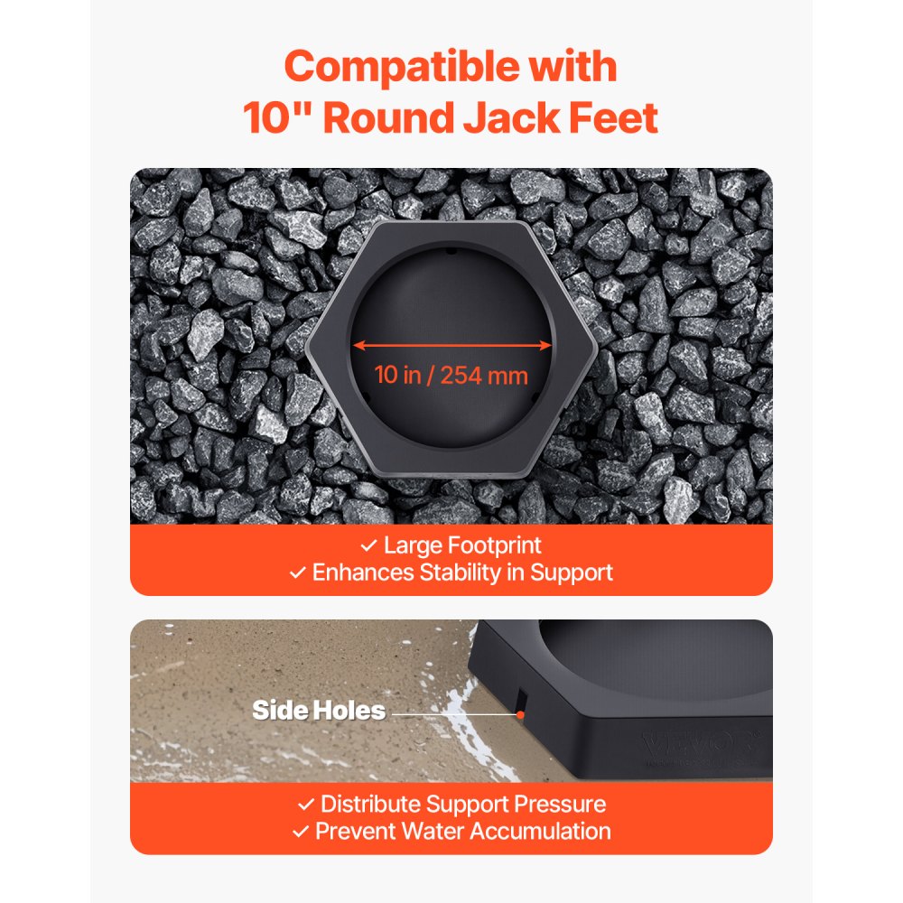 RV Leveling Pads 5000lbs 4 Pcs Rubber Trailer Jack Pads for 10" Round Feet