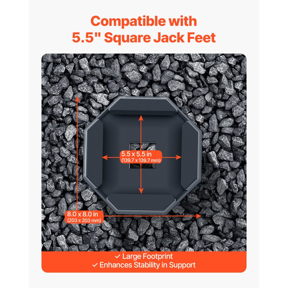 RV Leveling Pads 5000 lbs 4 Pcs Rubber Trailer Jack Pads 5.5" Square Feet