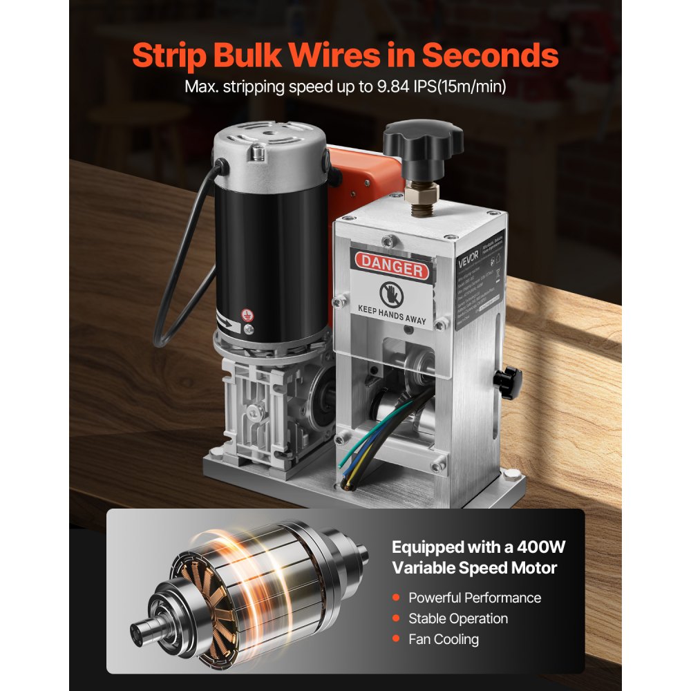 VEVOR Electric Automatic Wire Stripper Stripping Machine 1.5-40 mm in 400W Motor