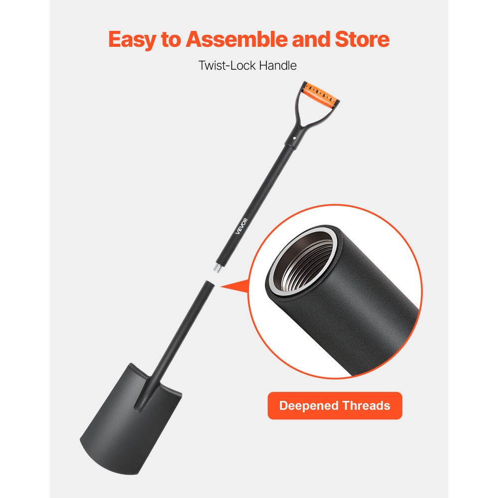 Square Shovel Flat Shovel 122 cm with D-Handle for Gardening & Digging