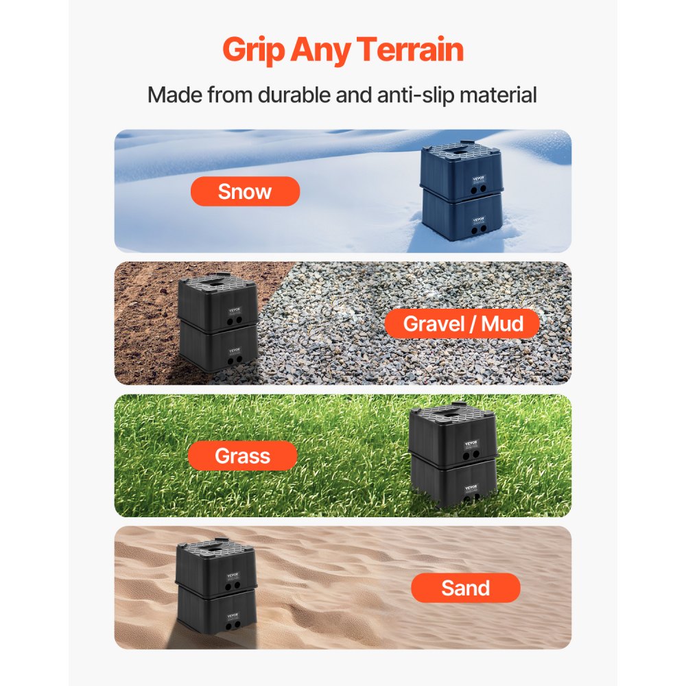 Trailer Jack Blocks, 6" High Heavy Duty RV Leveling Blocks, Each with 6000 lbs Capacity, as RV Jack Stand, Stool, Camper Accessories, for Travel Trailers, 5th Wheels Class A/C Motorhomes, 2 Pcs