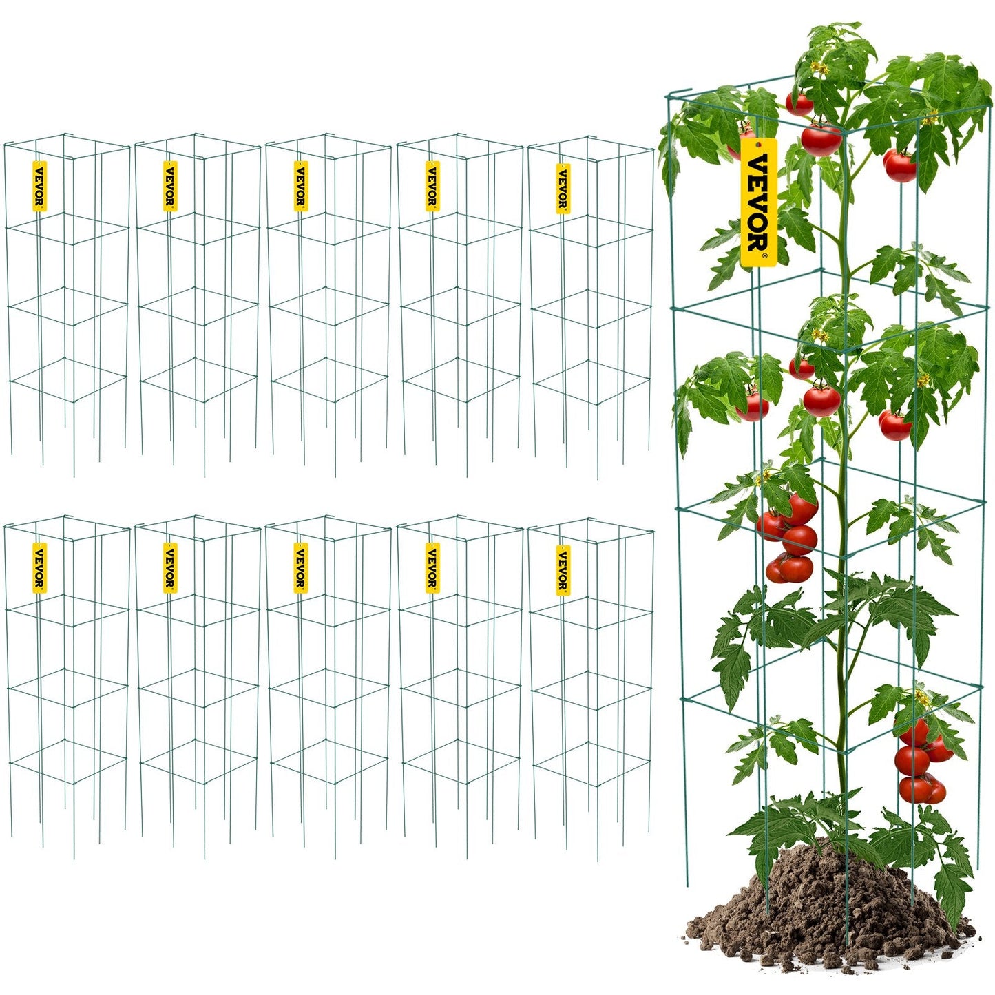 10-Pack Green Steel Plant Support Cages, 1.17m Tall, for Climbing Plants