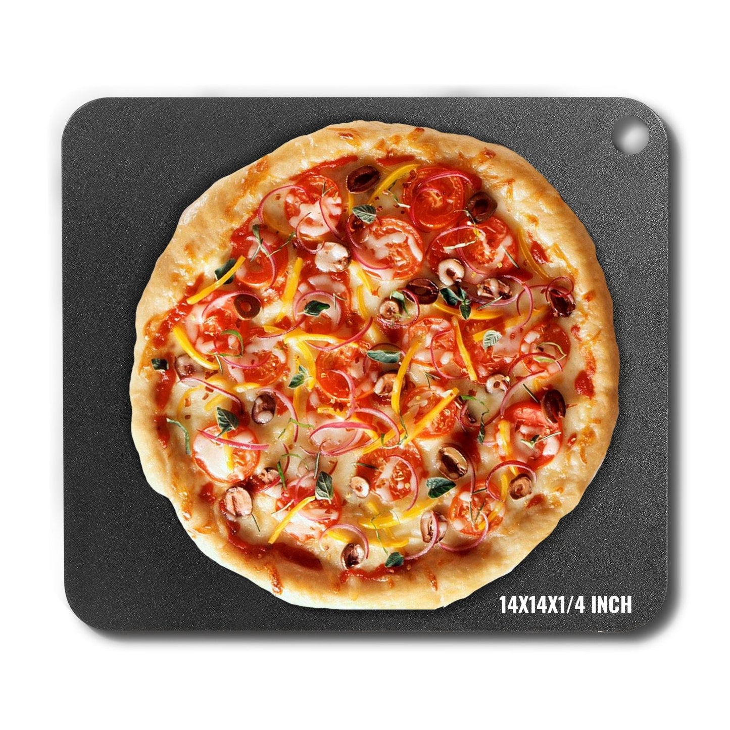 Carbon Steel Pizza Baking Stone, 355x355mm, Pre-Seasoned for Even Baking