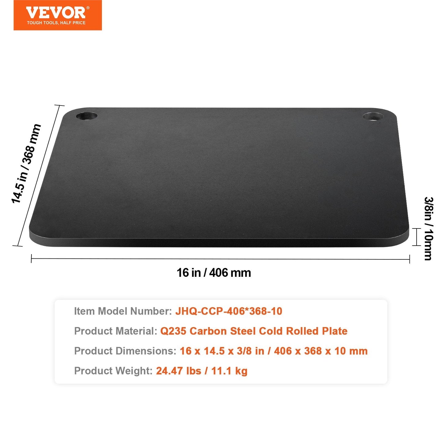 Pre-Seasoned Carbon Steel Pizza Stone, 0.41x0.37m, for Even Heat Distribution