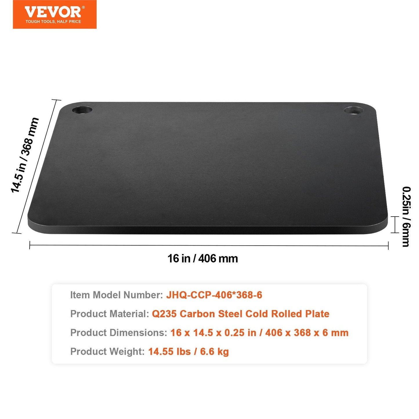 Pre-Seasoned Carbon Steel Pizza Baking Stone, 0.41m x 0.37m, 6.6 kg