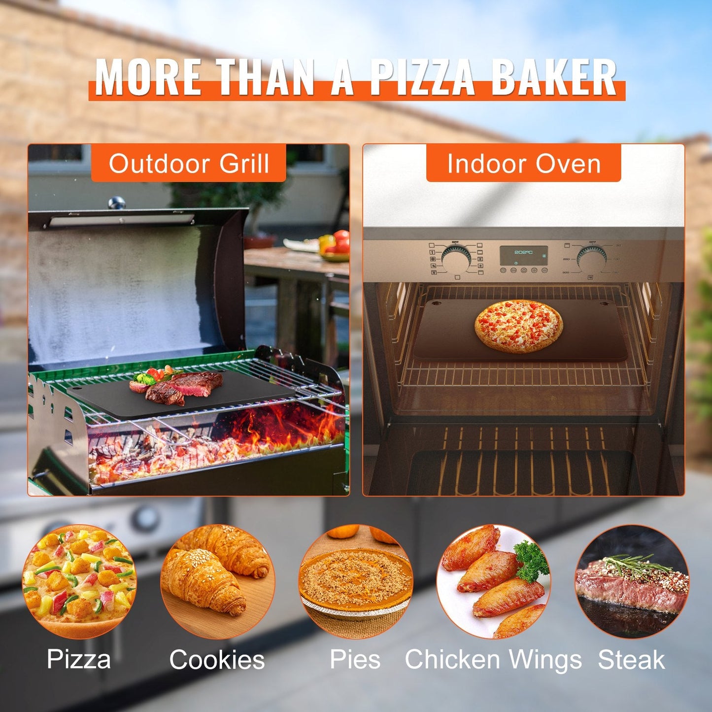 Pre-Seasoned Carbon Steel Pizza Stone - 0.5m x 0.35m, 13.2 kg