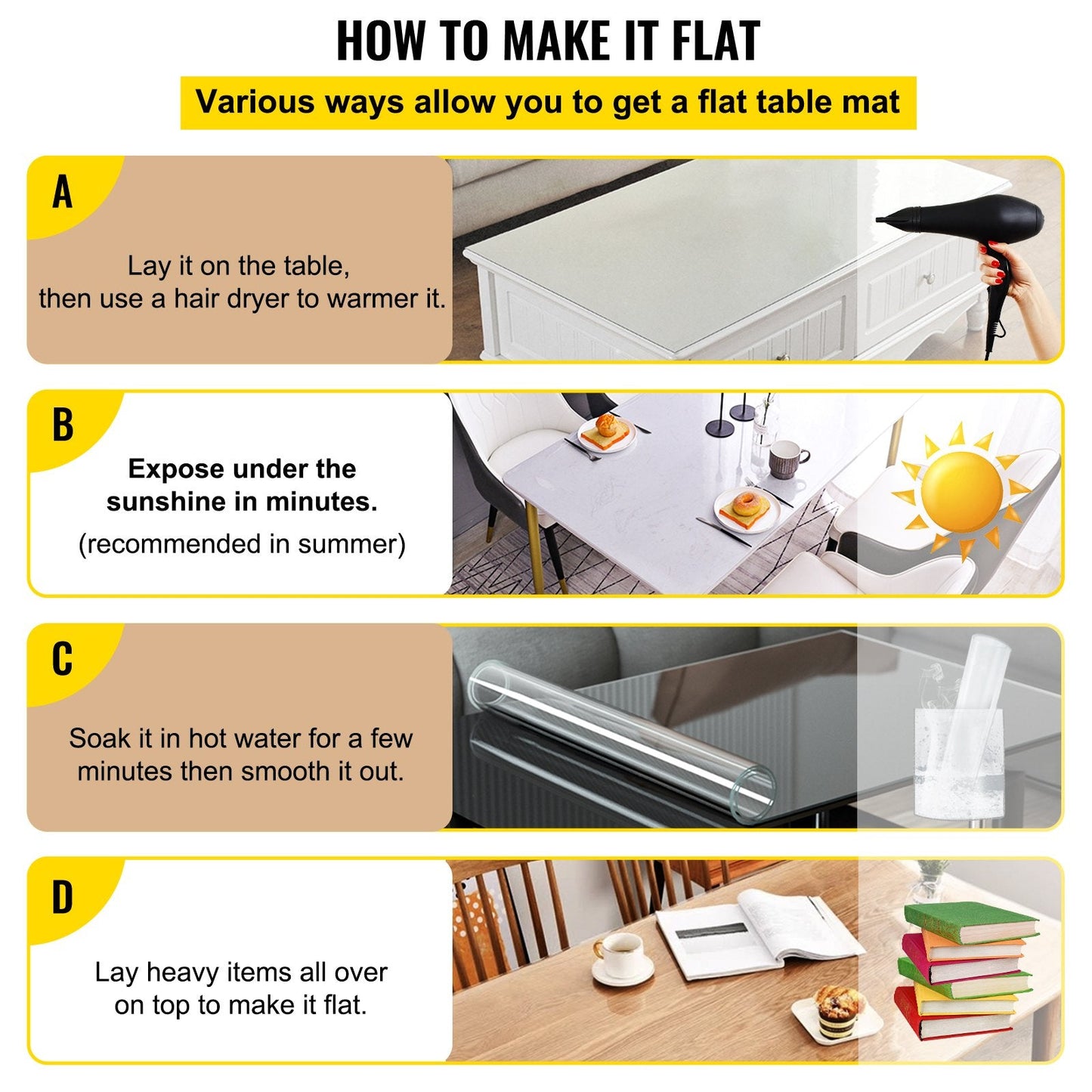 Clear PVC Table Cover, 0.9 x 1.5 m, 2 mm Thick, Waterproof and Easy to Clean