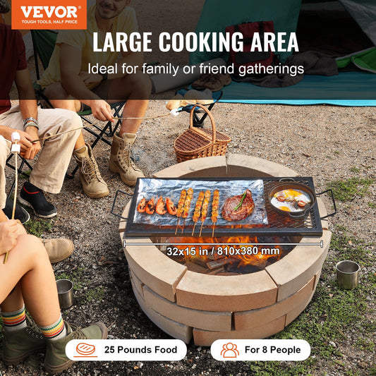 VEVOR X-Marks Fire Pit Grill Grate, Rectangle Cooking Grate, Heavy Duty Steel Campfire