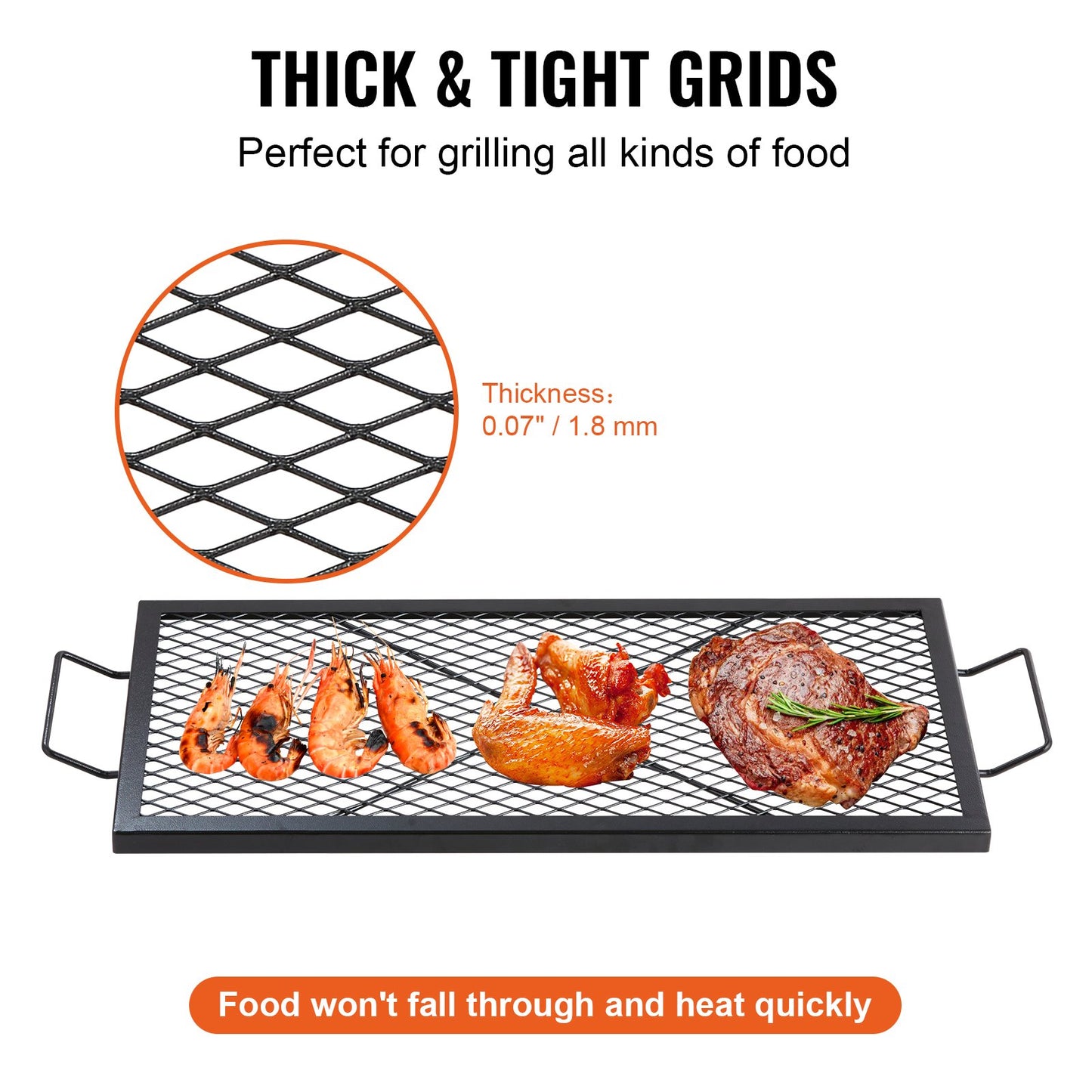 VEVOR X-Marks Fire Pit Grill Grate, Rectangle Cooking Grate, Heavy Duty Steel Campfire