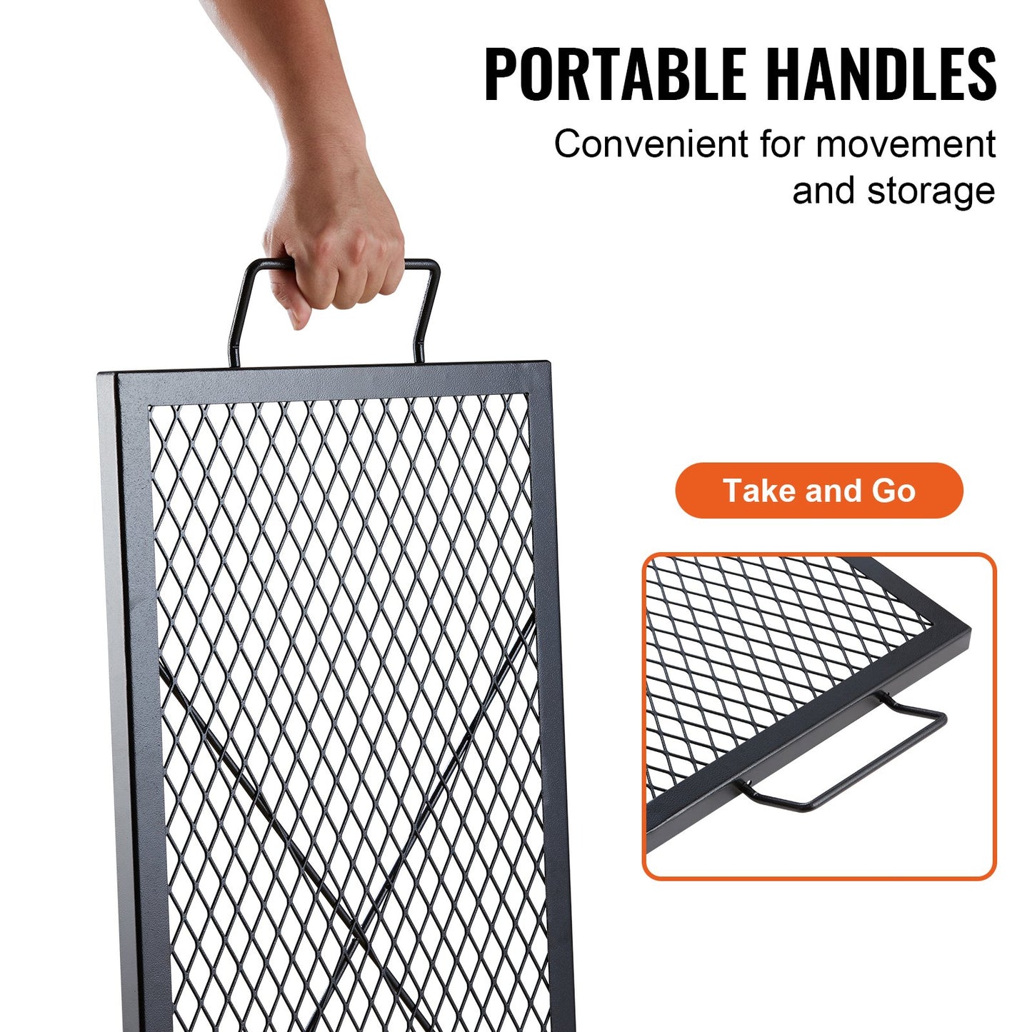 VEVOR X-Marks Fire Pit Grill Grate, Rectangle Cooking Grate, Heavy Duty Steel Campfire