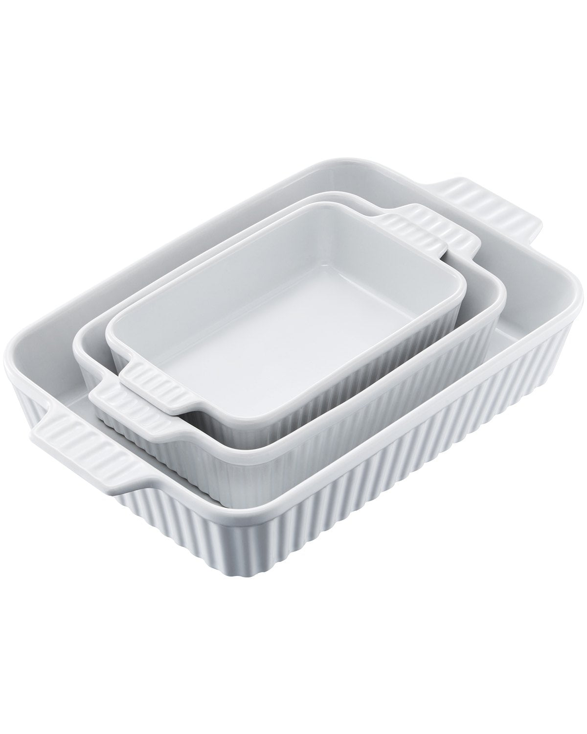 VEVOR Ceramic Baking Dish 3 Pieces Rectangular Bakeware Set Deep for Baking