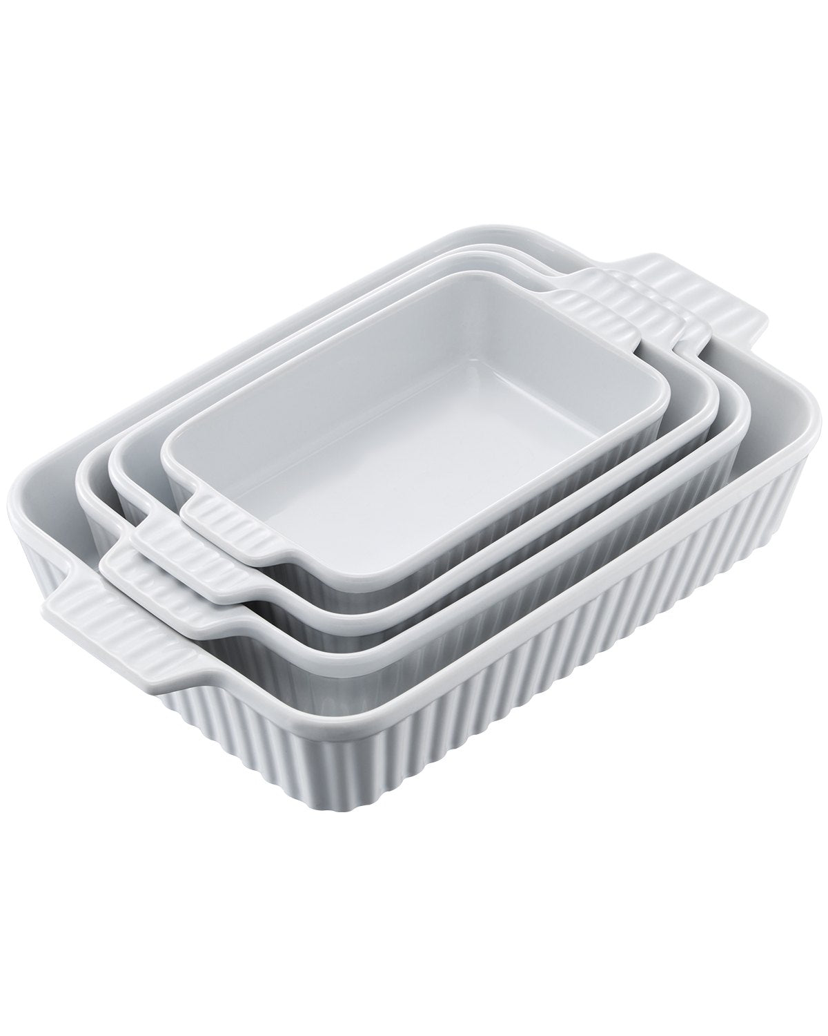 VEVOR Ceramic Baking Dish 4 Pieces Rectangular Bakeware Set Deep for Baking