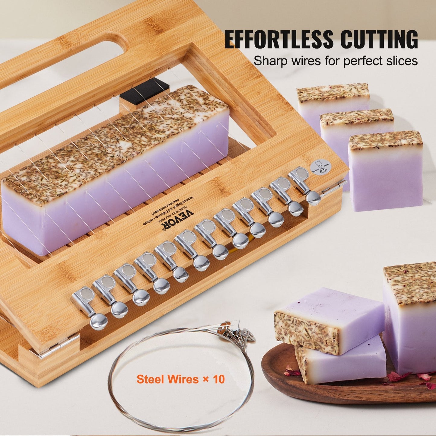 Bamboo Soap Slicer with Steel Wire, Cuts Up to 12 Bars, 2.55 kg