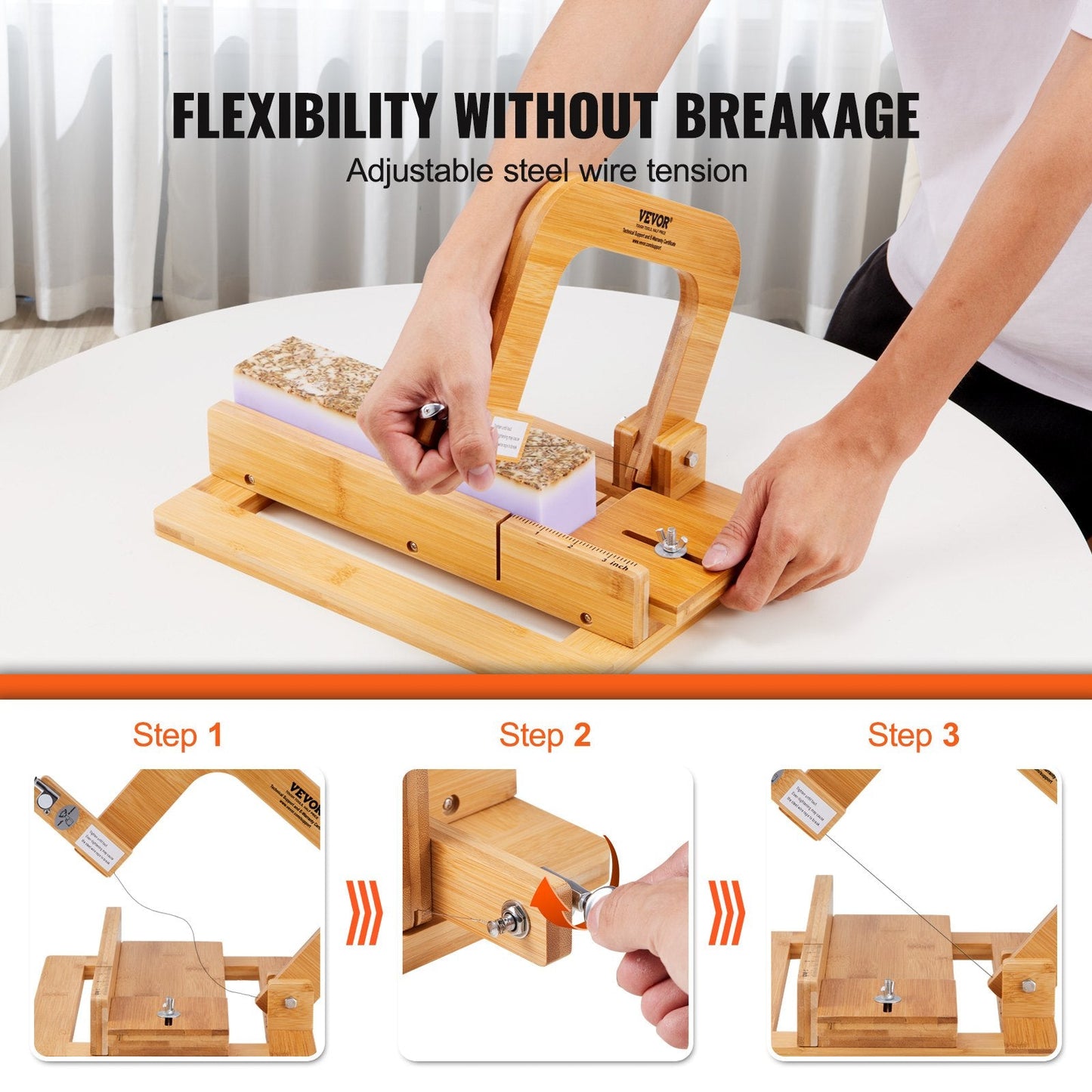 Adjustable Bamboo Soap Slicer with Stainless Steel Wire for DIY Projects