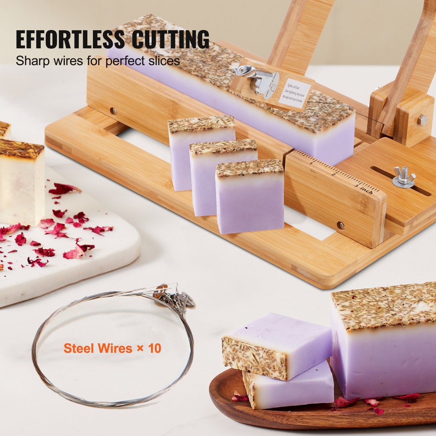 Adjustable Bamboo Soap Slicer with Stainless Steel Wire for DIY Projects