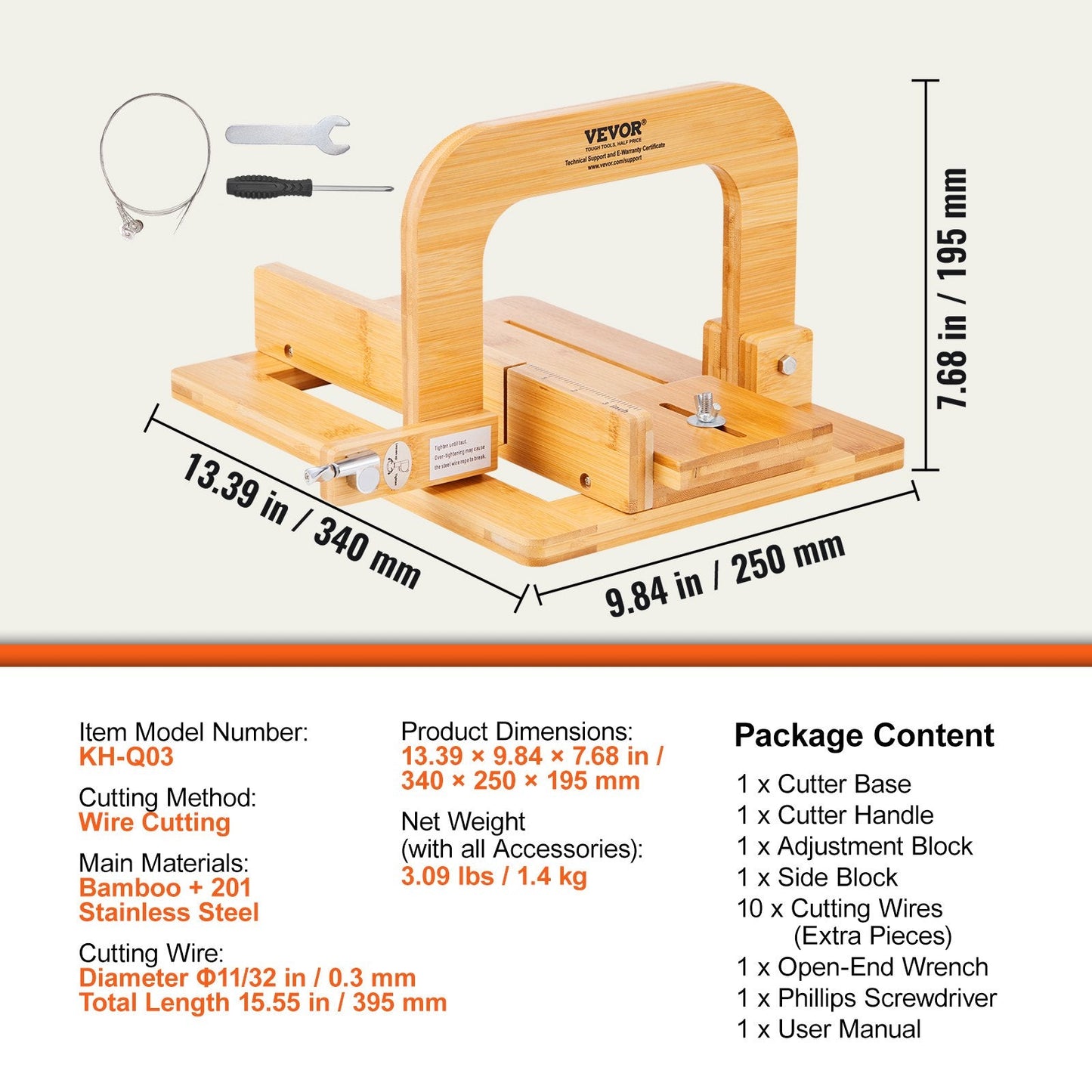 Adjustable Bamboo Soap Slicer with Stainless Steel Wire for DIY Projects