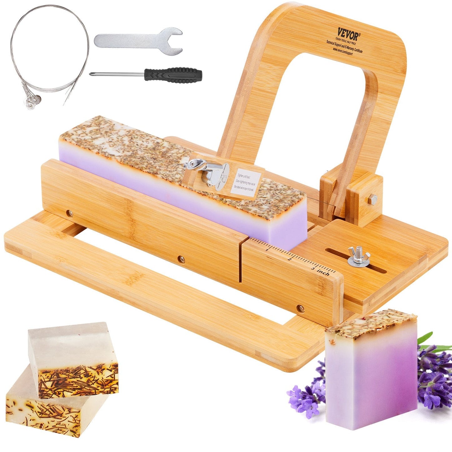 Adjustable Bamboo Soap Slicer with Stainless Steel Wire for DIY Projects