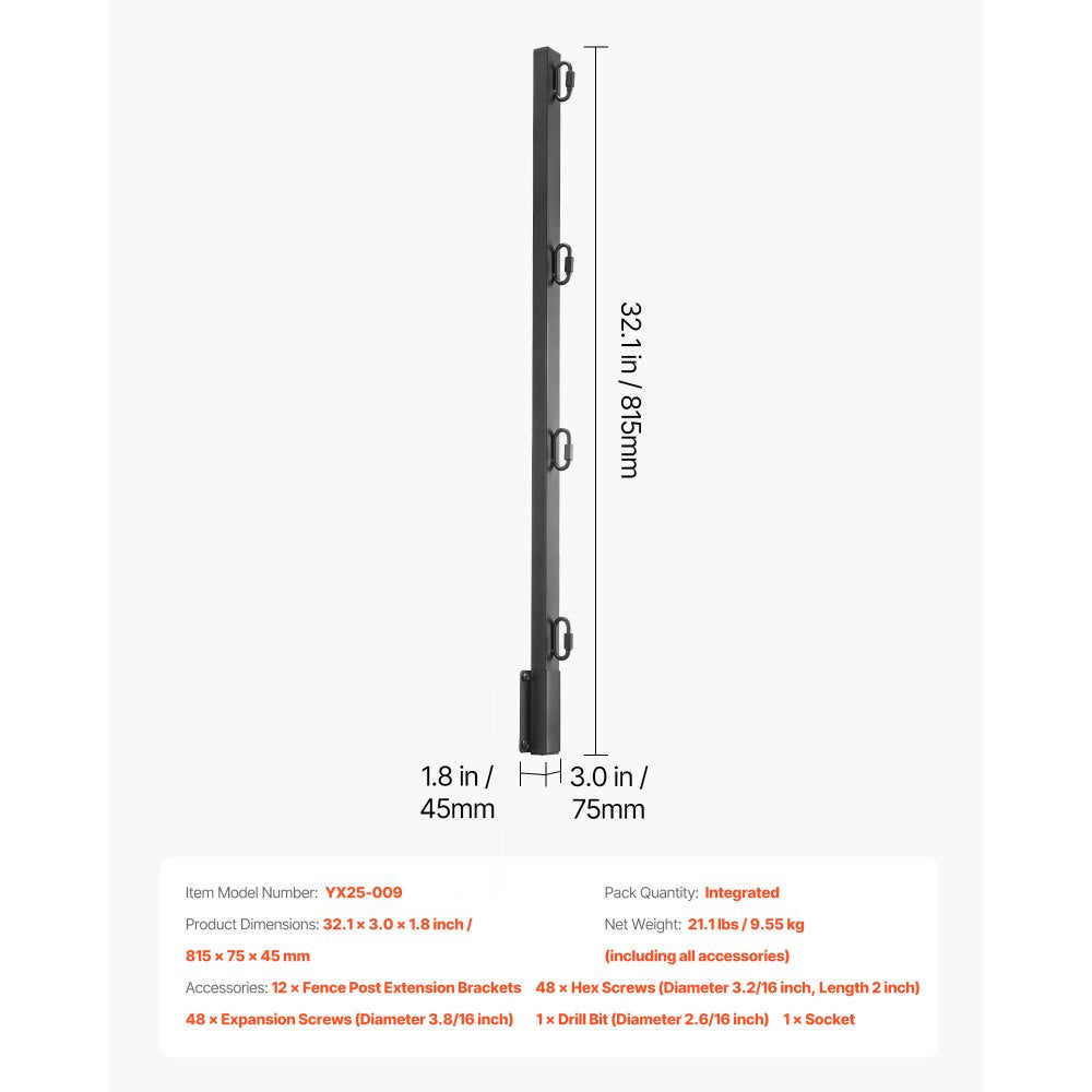 Fence Extender 12Packs 815 mm Surface Mounted Fence Height Extension Arms