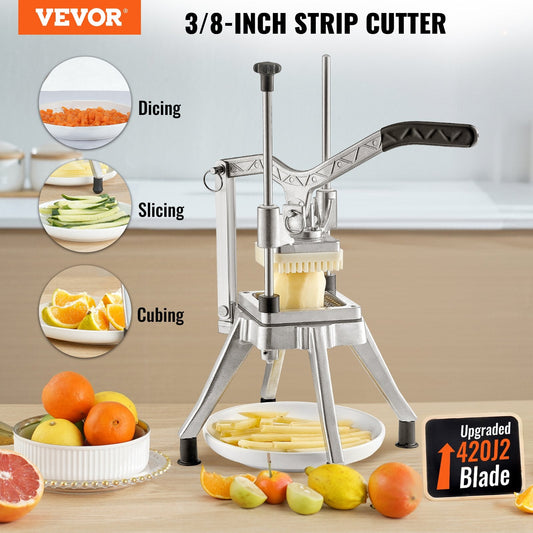 Heavy-Duty Vegetable and Fruit Chopper with 1 cm Blade, Stainless Steel, 2.4 kg
