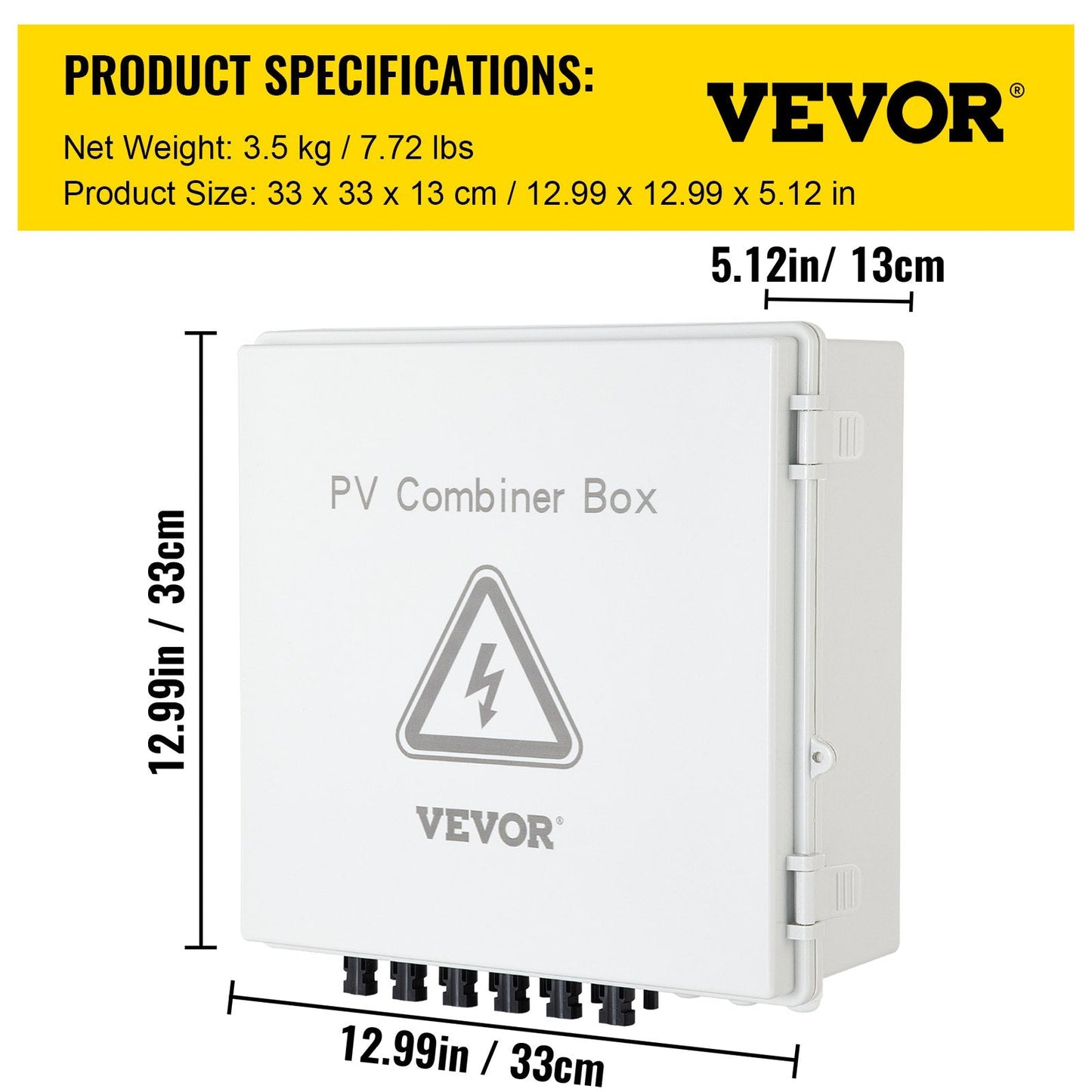 Solar Combiner Box 15A 6-String with IP65 Protection and Lightning Arrester