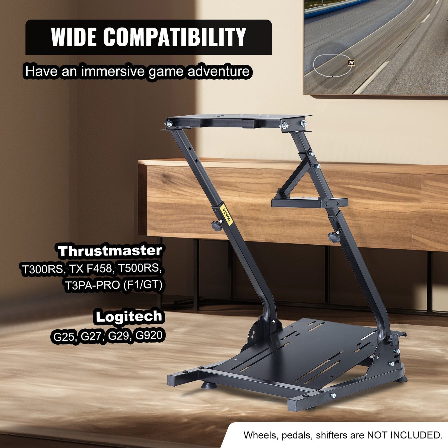 Adjustable Racing Wheel Stand for Logitech G27/G25/G29, Carbon Steel, Foldable