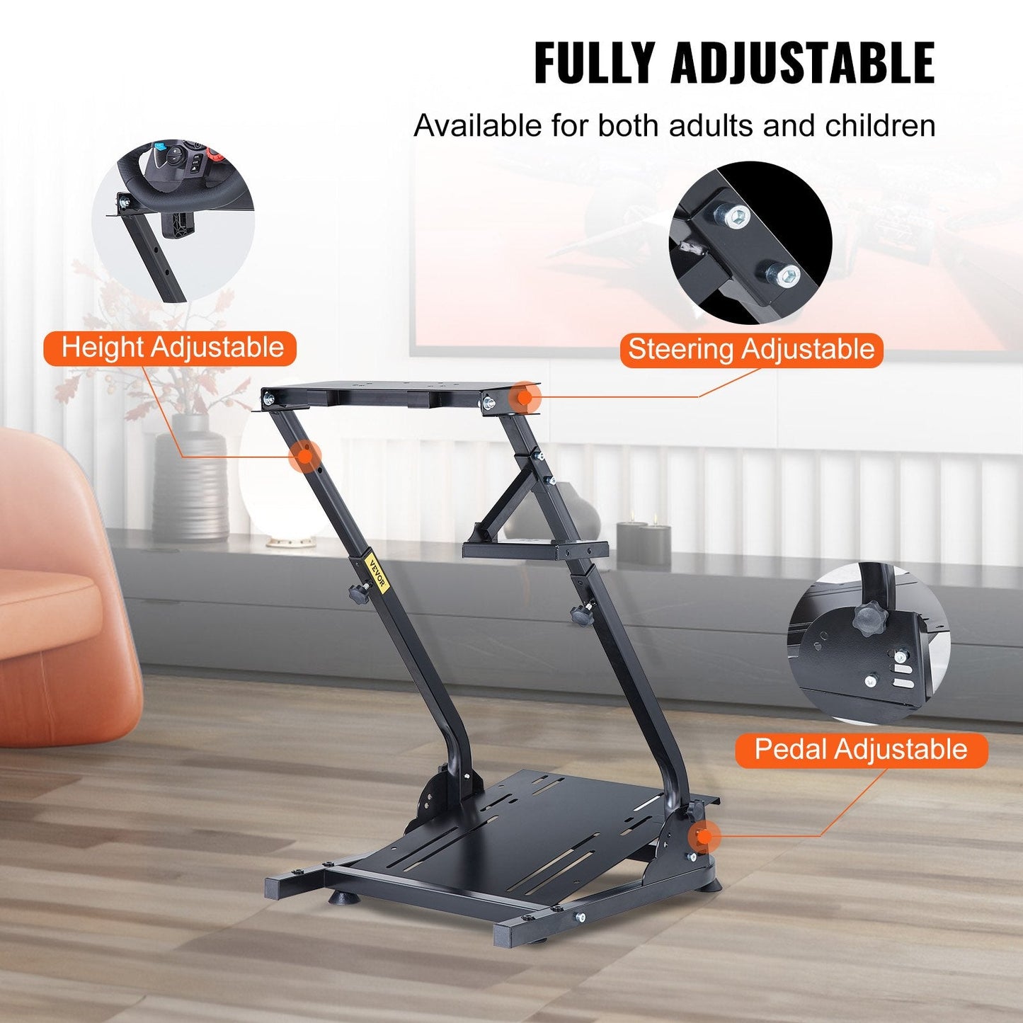Adjustable Racing Wheel Stand for Logitech G27/G25/G29, Carbon Steel, Foldable