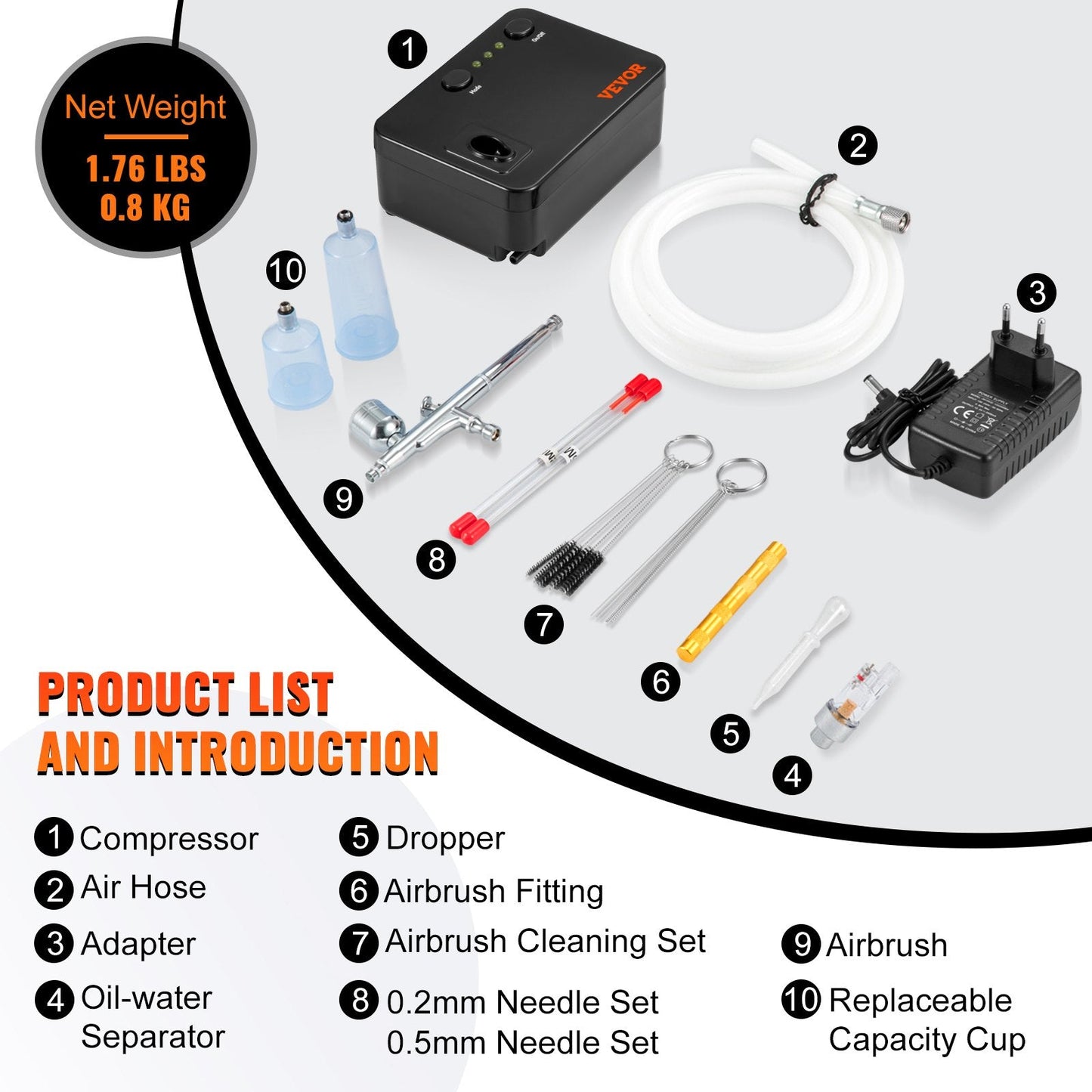 Dual-Action Airbrush Kit with Compressor for Art, Nails, Makeup, and Baking