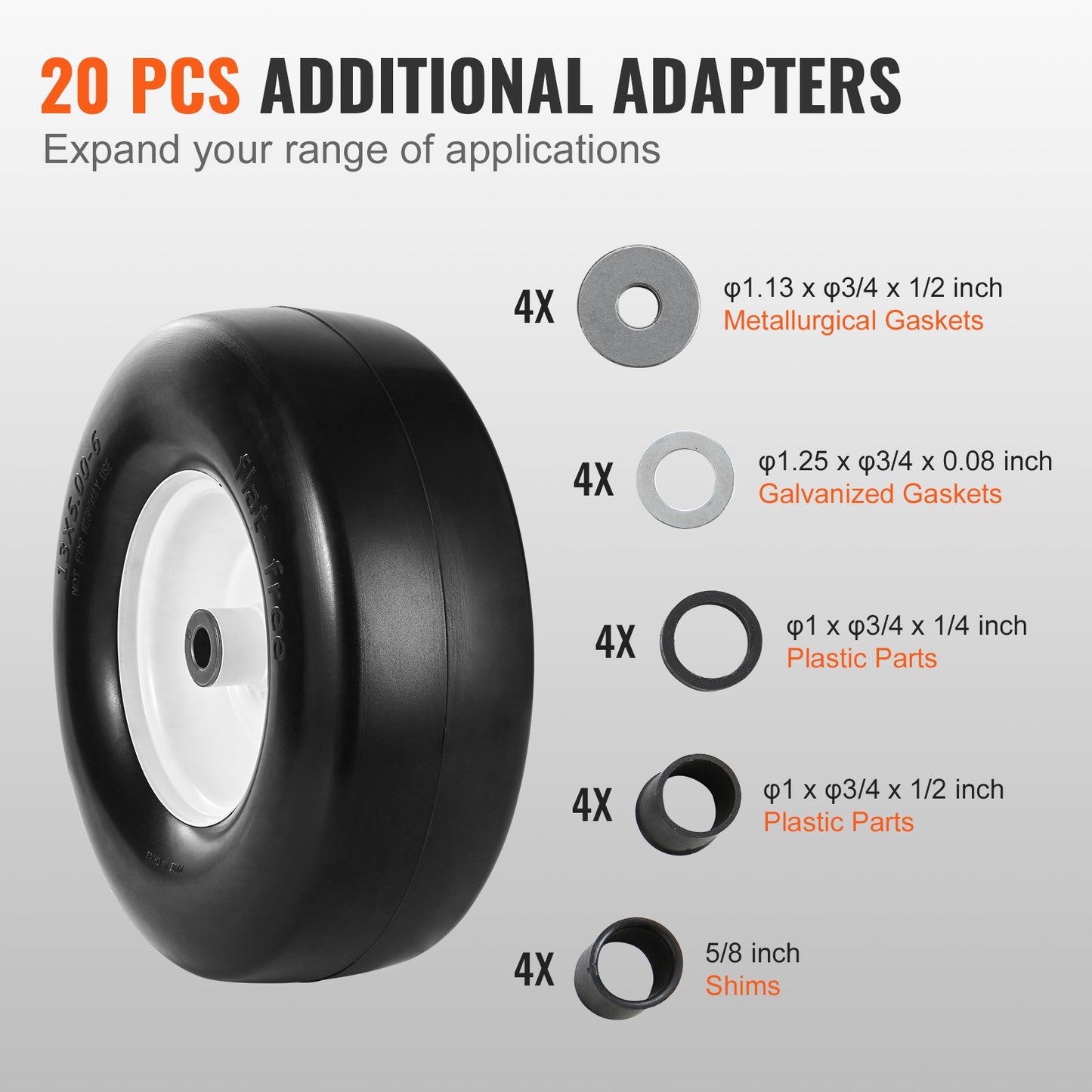 VEVOR Lawn Mower Tires with Rim, 13x5-6" Tubeless Tractor Tires, 2-Pack Tire and