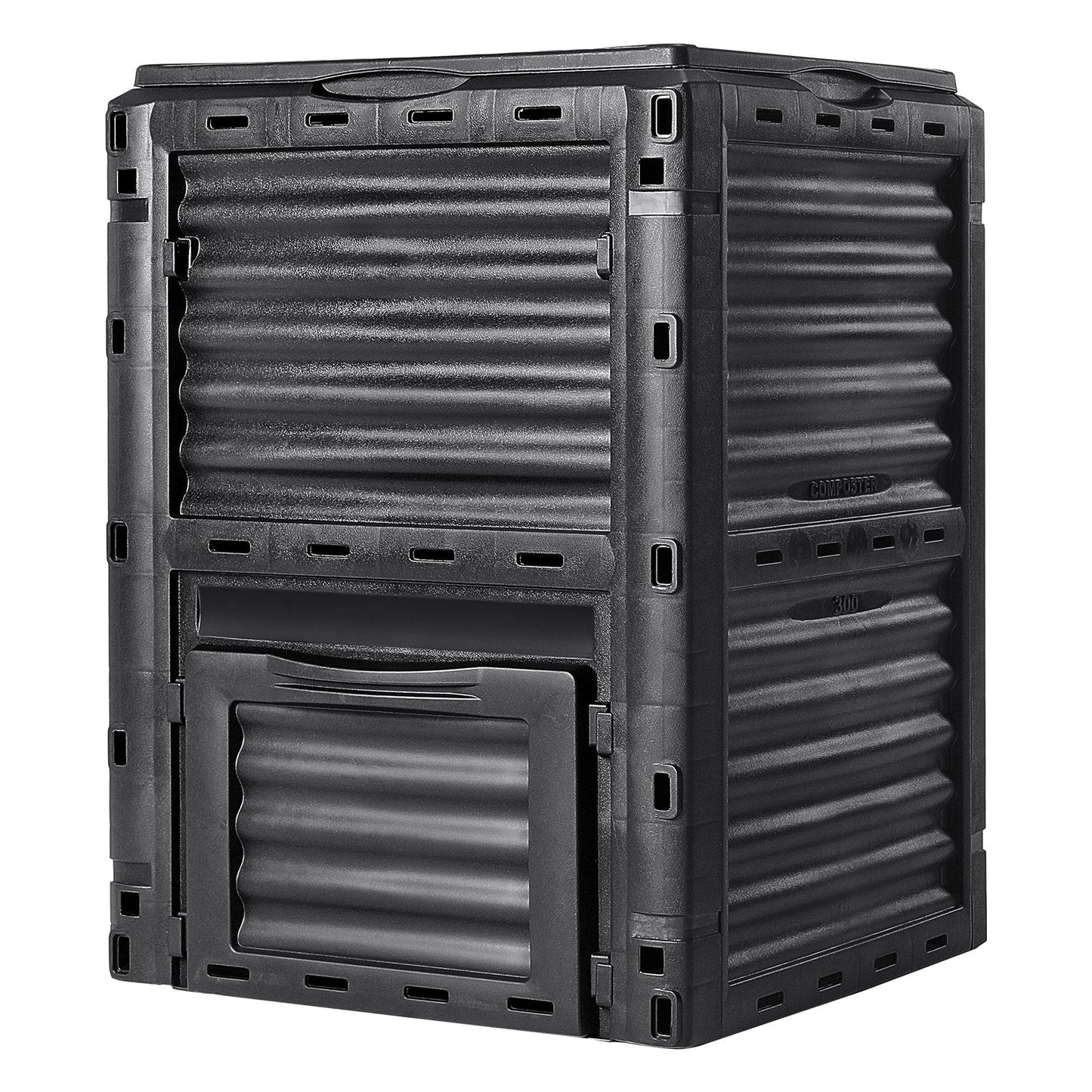 Large Outdoor Compost Bin 300L, BPA-Free, Easy Assembly, UV-Resistant, Black