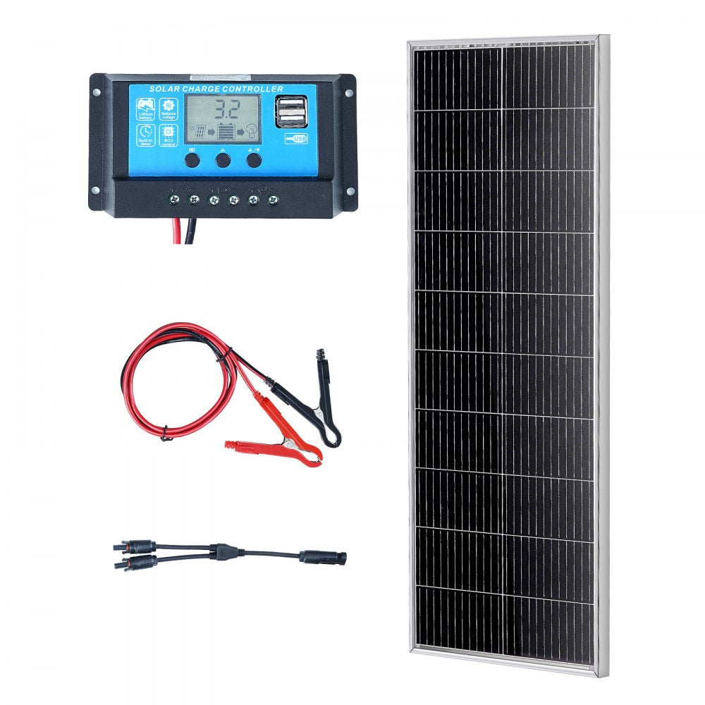 VEVOR 100W Monocrystalline Solar Panel Kit 12V Solar Panel & Charge Controller