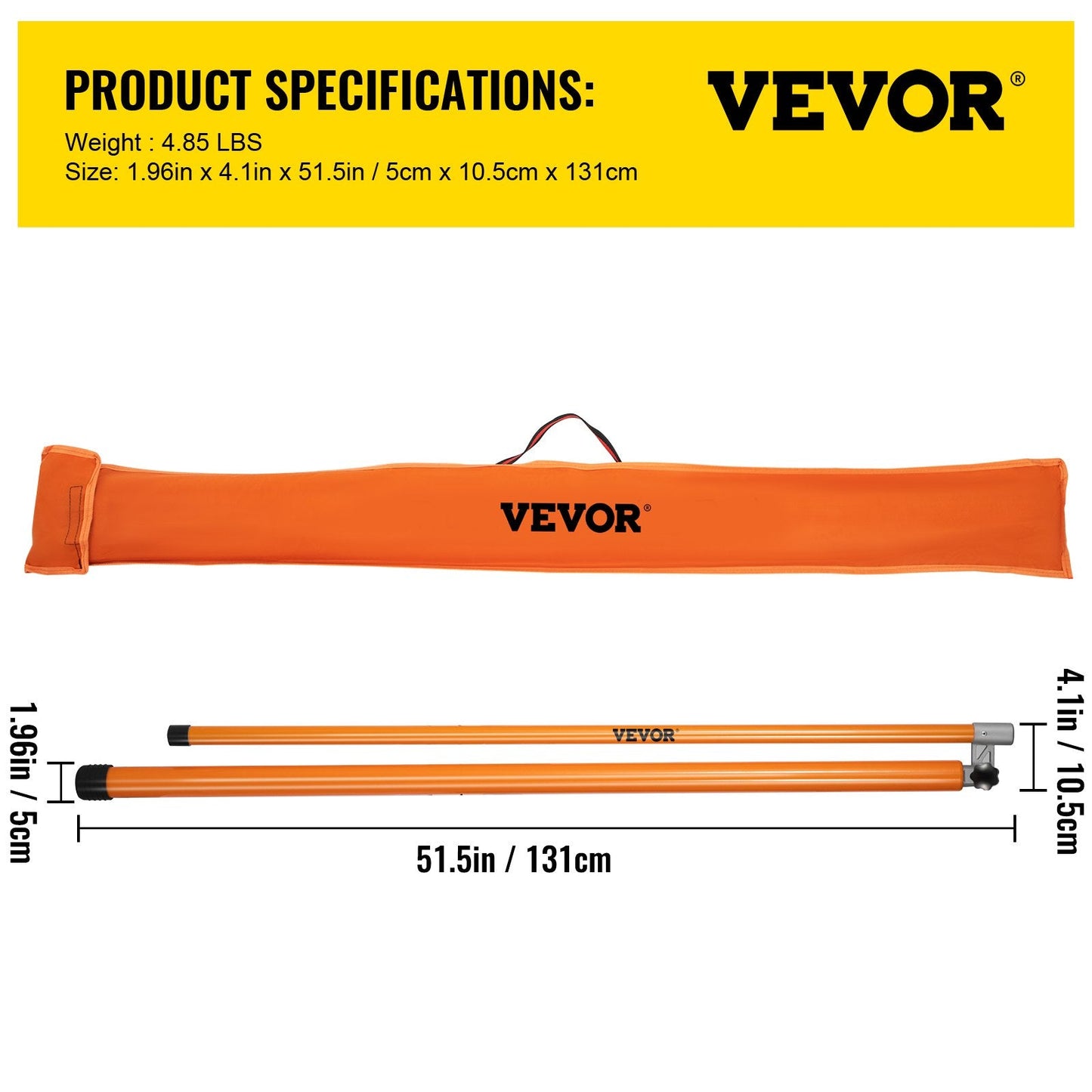 Fiberglass Truck Height Measuring Stick with Adjustable Pole, 4.6-15 Meters