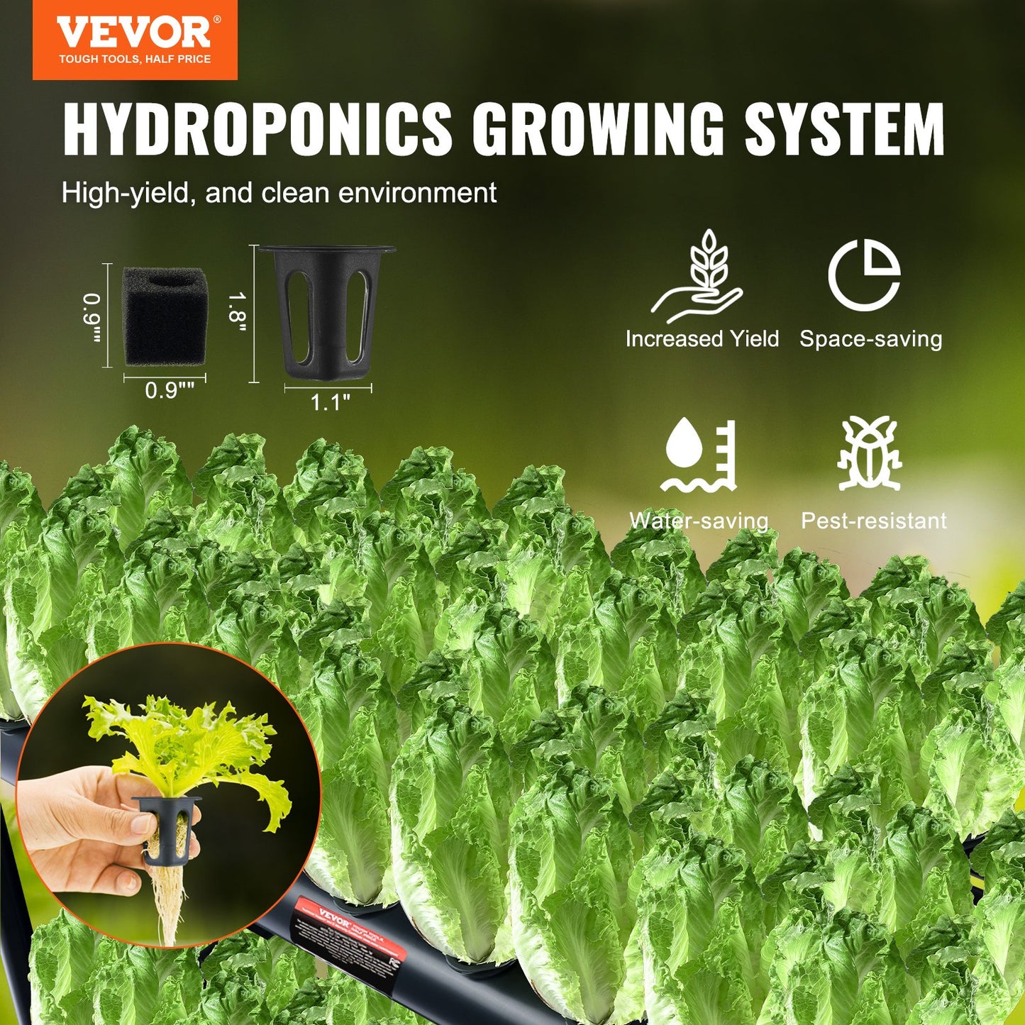 VEVOR Hydroponics Growing System, 72 Sites 2 Layers, Dark Grey PVC Pipes Hydroponic