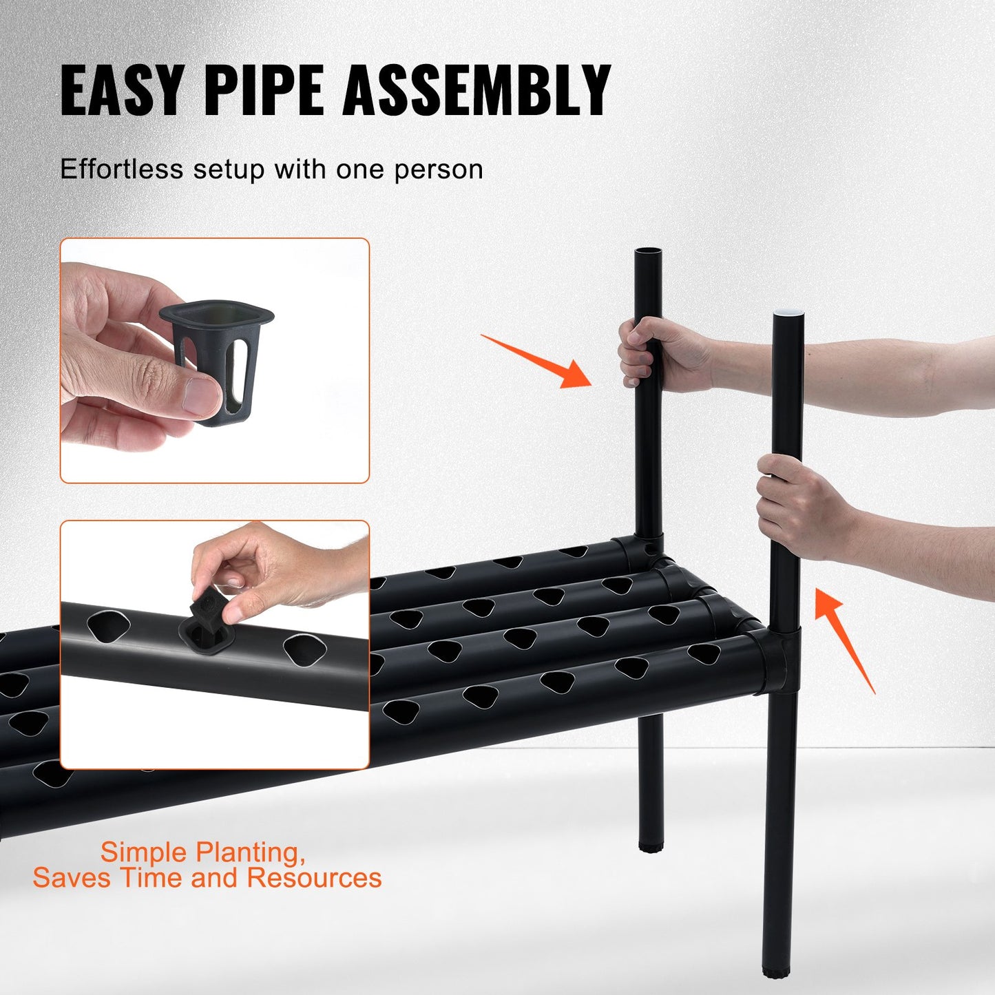 VEVOR Hydroponics Growing System, 72 Sites 2 Layers, Dark Grey PVC Pipes Hydroponic