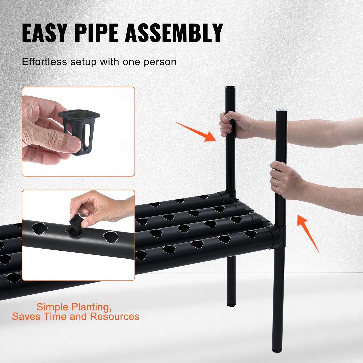 VEVOR Hydroponics Growing System, 108 Sites 3 Layers, Dark Grey PVC Pipes Hydroponic