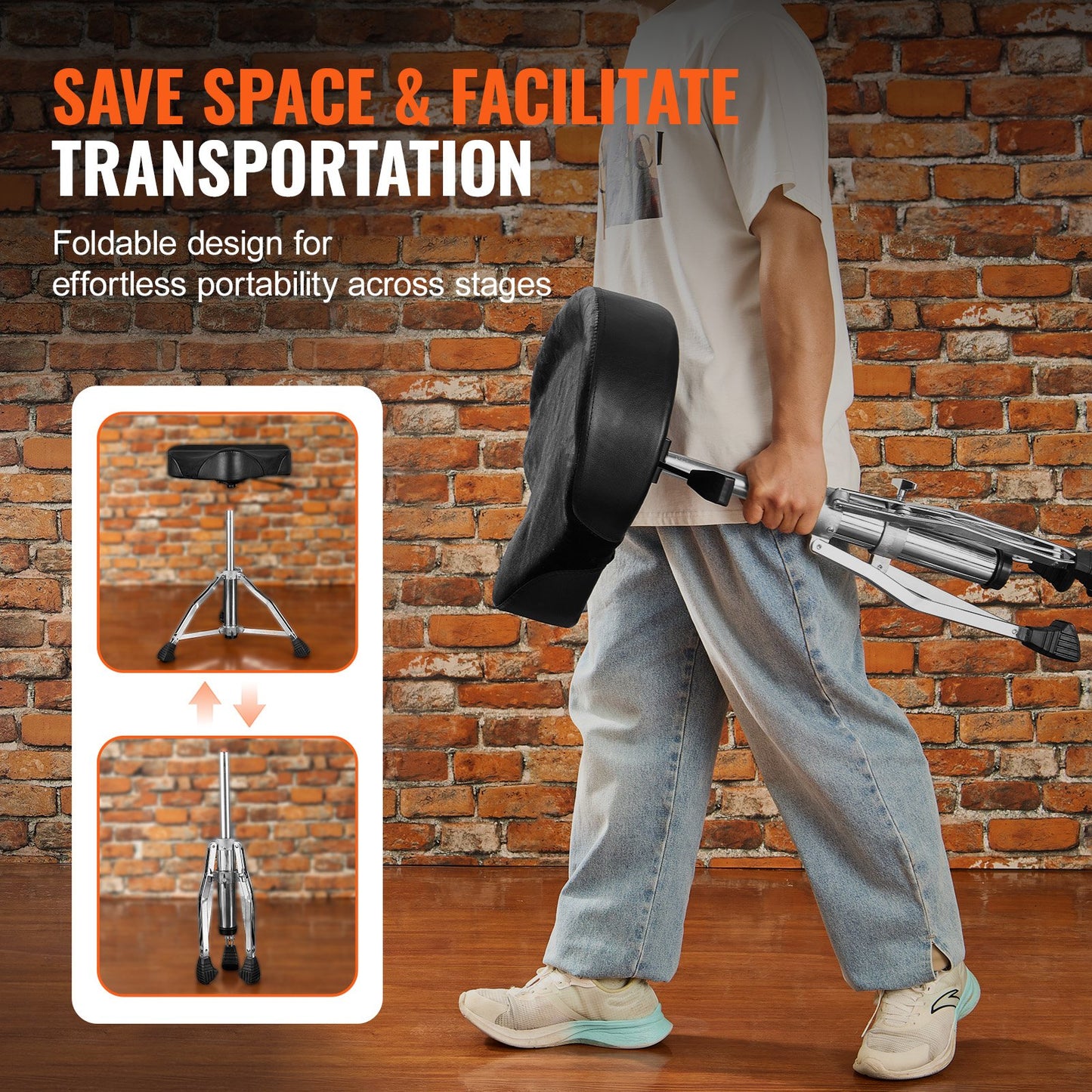 VEVOR Hydraulic Saddle Drum Throne, 490-640 mm Height Adjustable, Padded Drum Stool