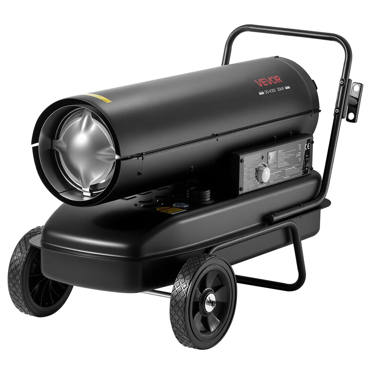 Forced Air Kerosene Heater, 30kW Portable Diesel Torpedo Space Heater, for Garage, Warehouse, Workshop, Job Site, Construction, Flexible with Wheels and Thermostat Control, Carbon Steel, Black
