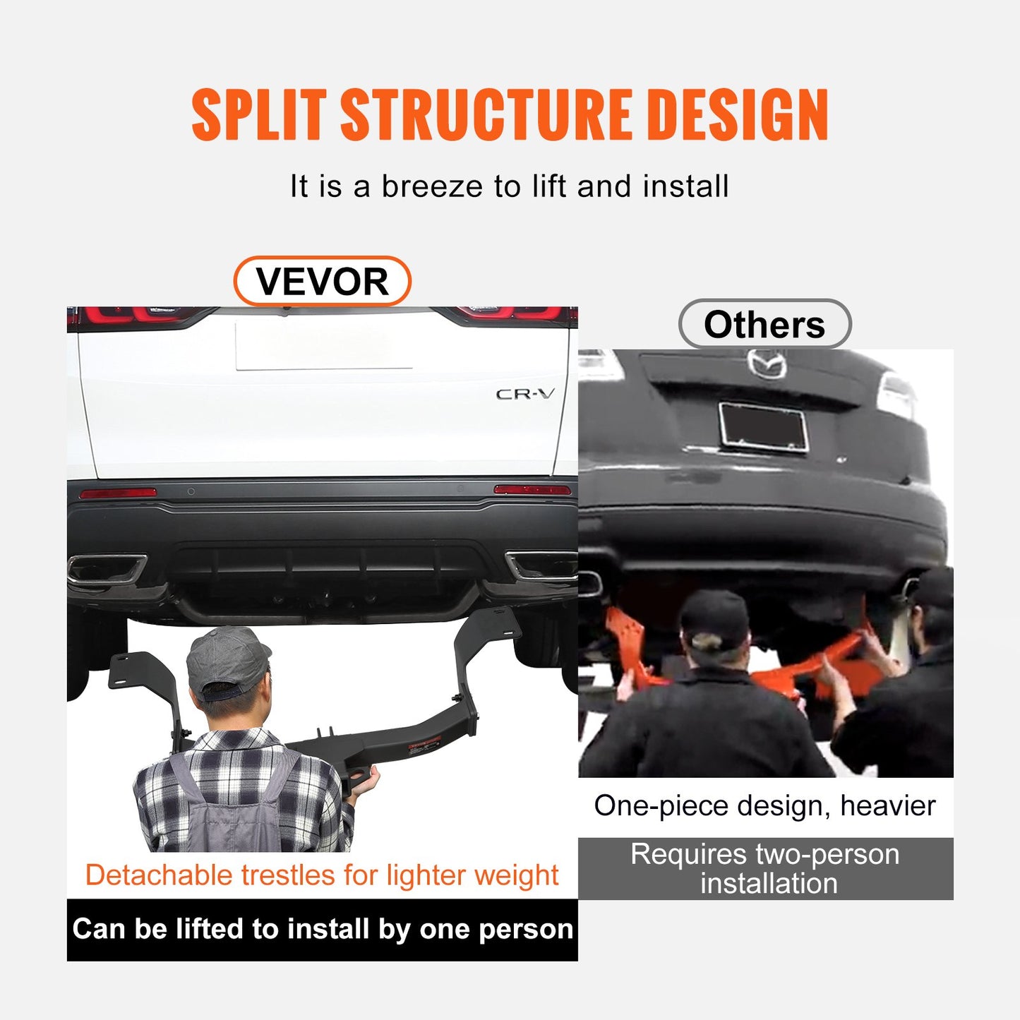 VEVOR Class 3 Trailer Hitch, 2-Inch Receiver, Q455B Steel Tube Frame, Compatible