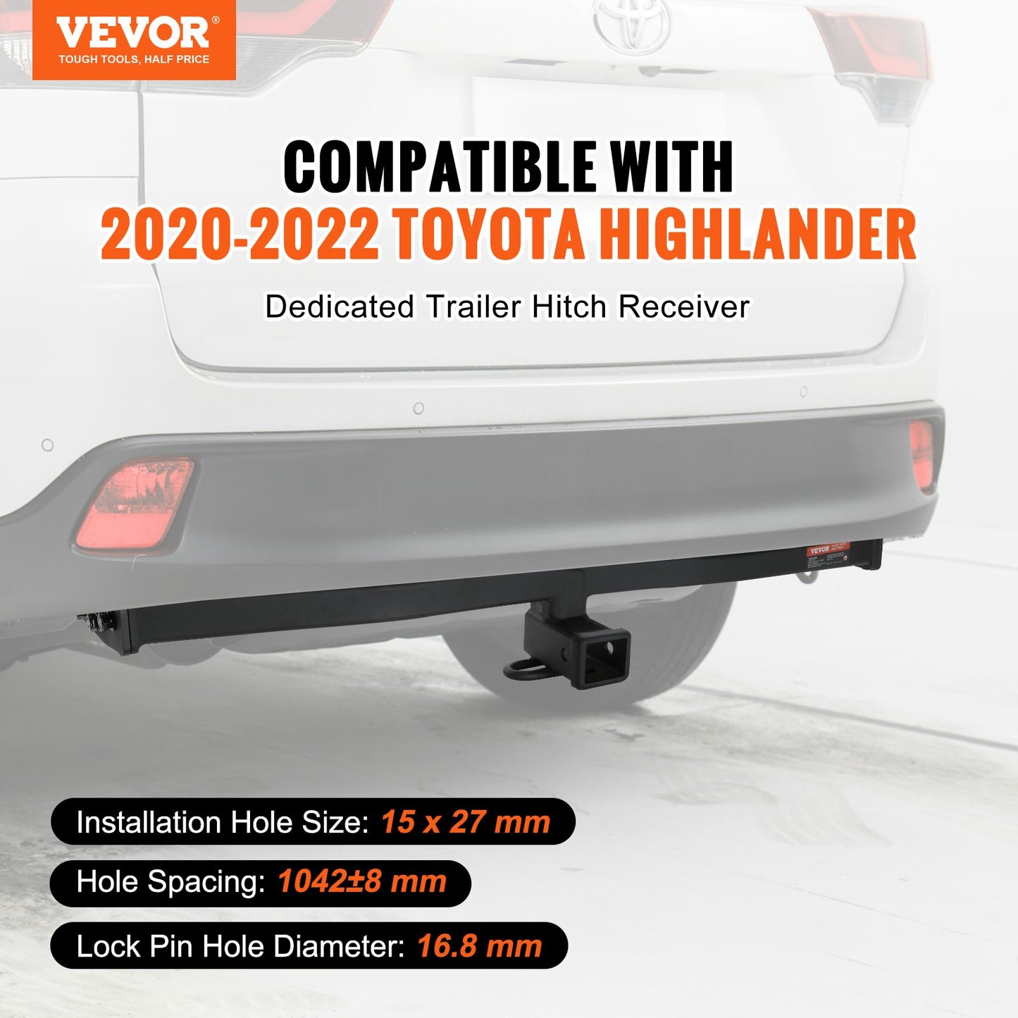 VEVOR Class 3 Trailer Hitch, 2-Inch Receiver, Q455B Steel Tube Frame, Compatible