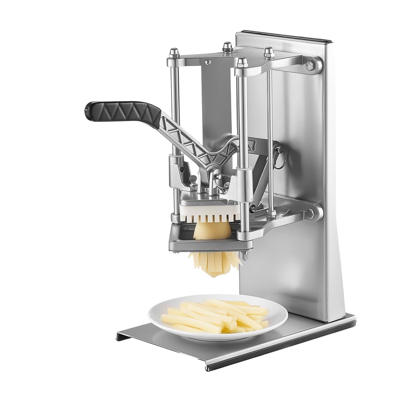 French Fry Cutter, Commercial Vegetable Chopper with 4 Replacement Blades, 0.6 cm, 0.9 cm Blade Easy Dicer Chopper, 6-wedge Slicer and 6-wedge Apple Corer, 420J2 Stainless Steel, Wall Mount